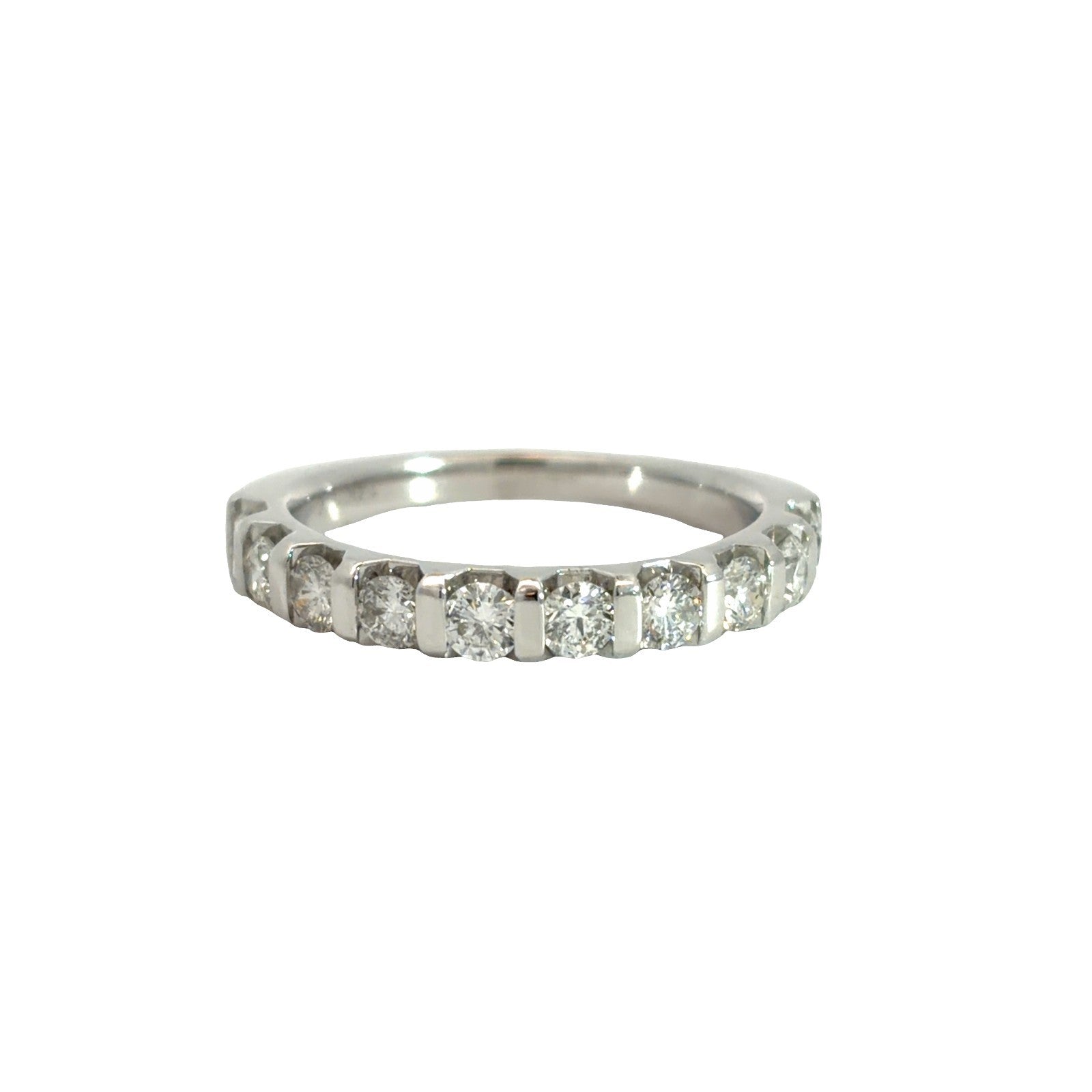 14K White Gold 10 Diamond 0.80ctw Wedding Band Ring0