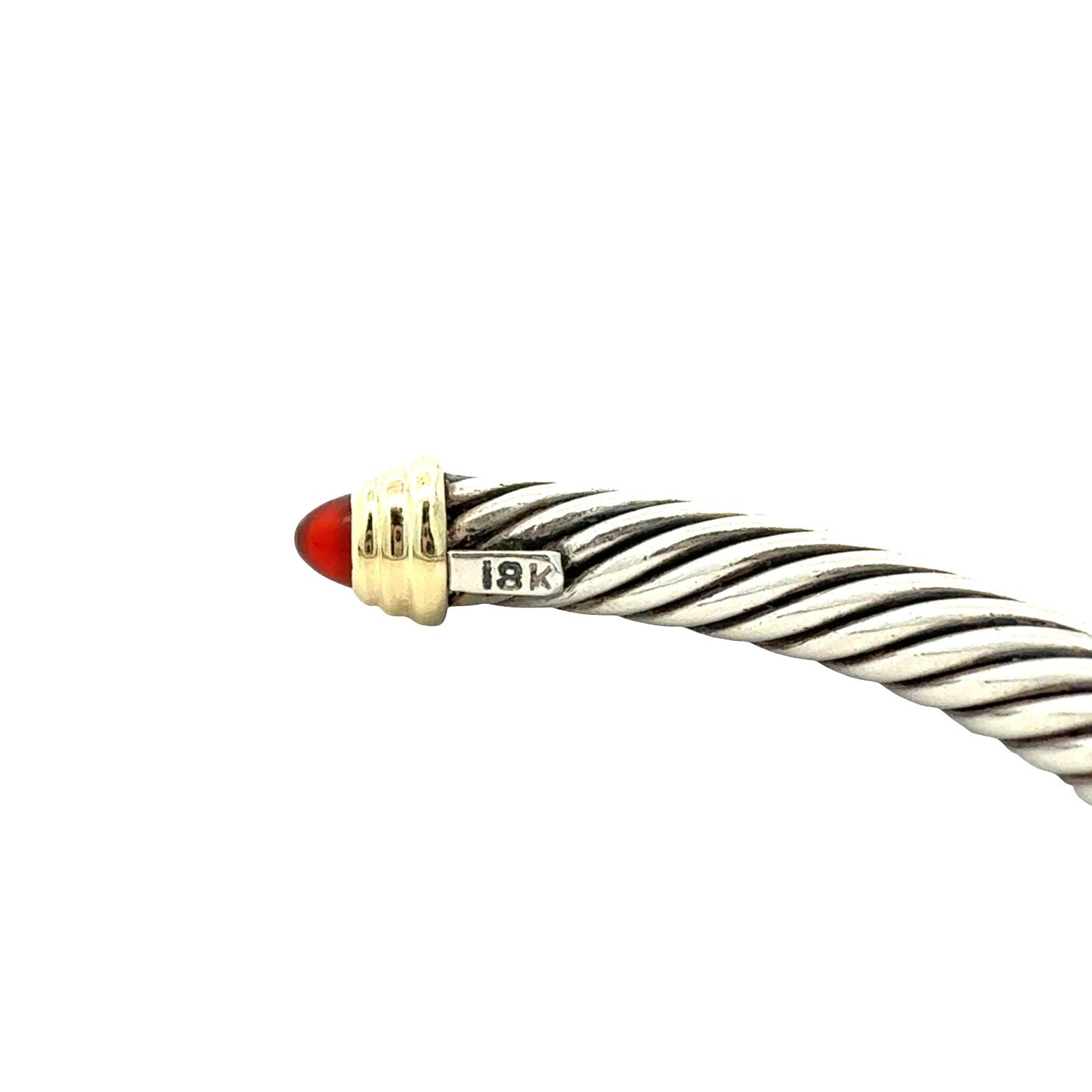 David Yurman Sterling Silver 18k Yellow Gold Accents & Garnet Twisted Cable Cuff6