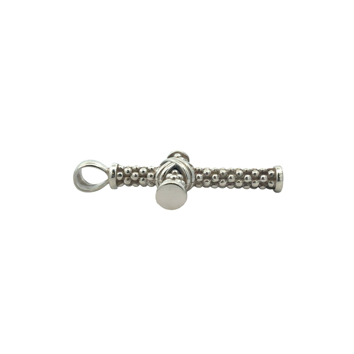 Lagos Sterling Silver Caviar Beaded Cross Pendant2