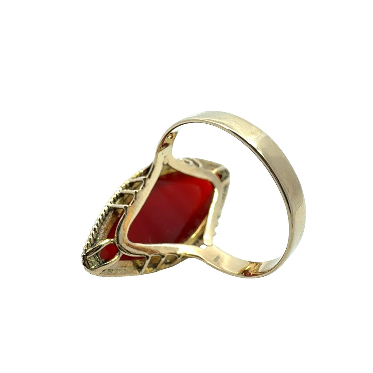 Vintage 14k Yellow Gold Marquise 8.85tcw Carnelian Statement Cocktail Ring5