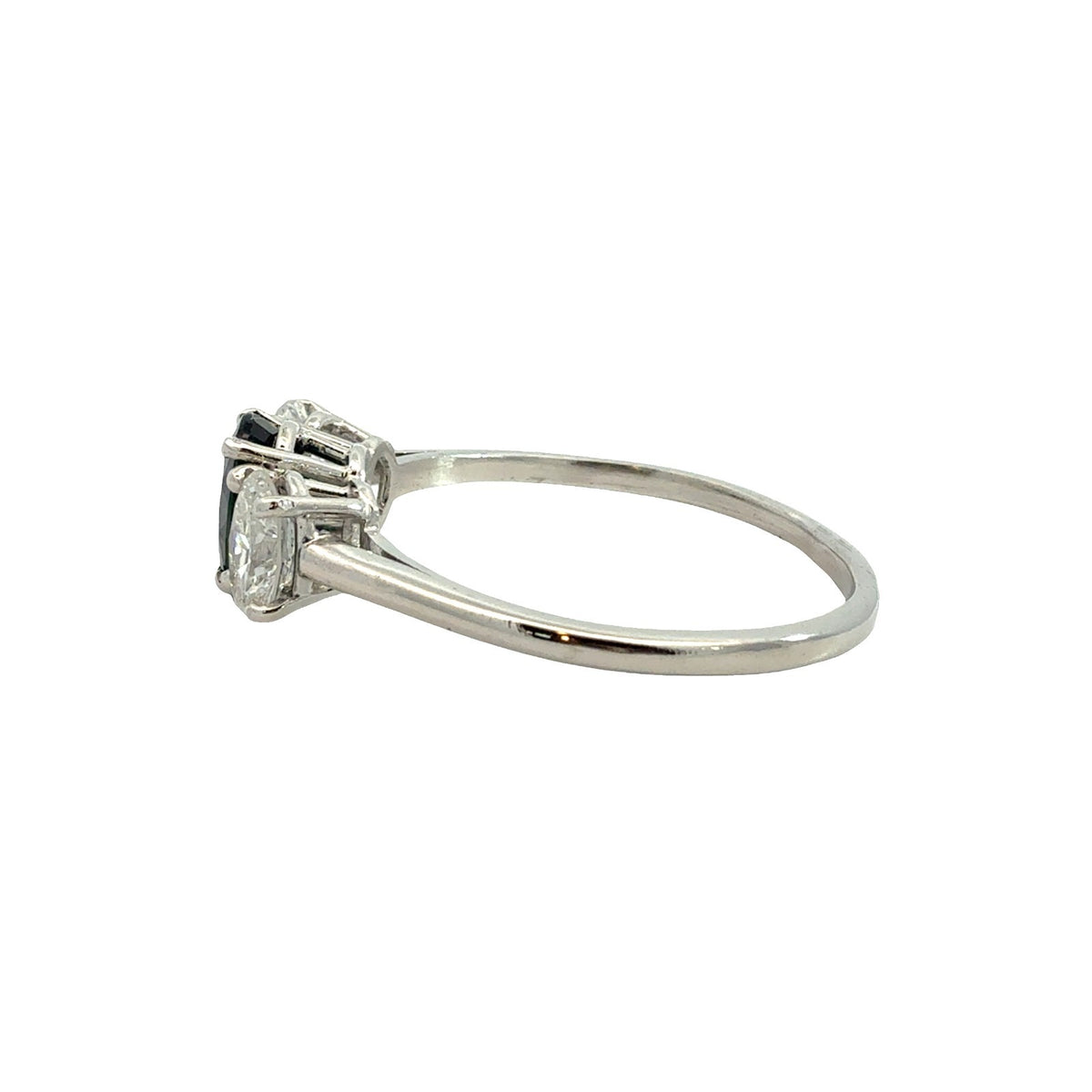 Platinum Three Stone Ring with 1.02ctw Sapphire and 0.64ctw Diamond Size 7.752