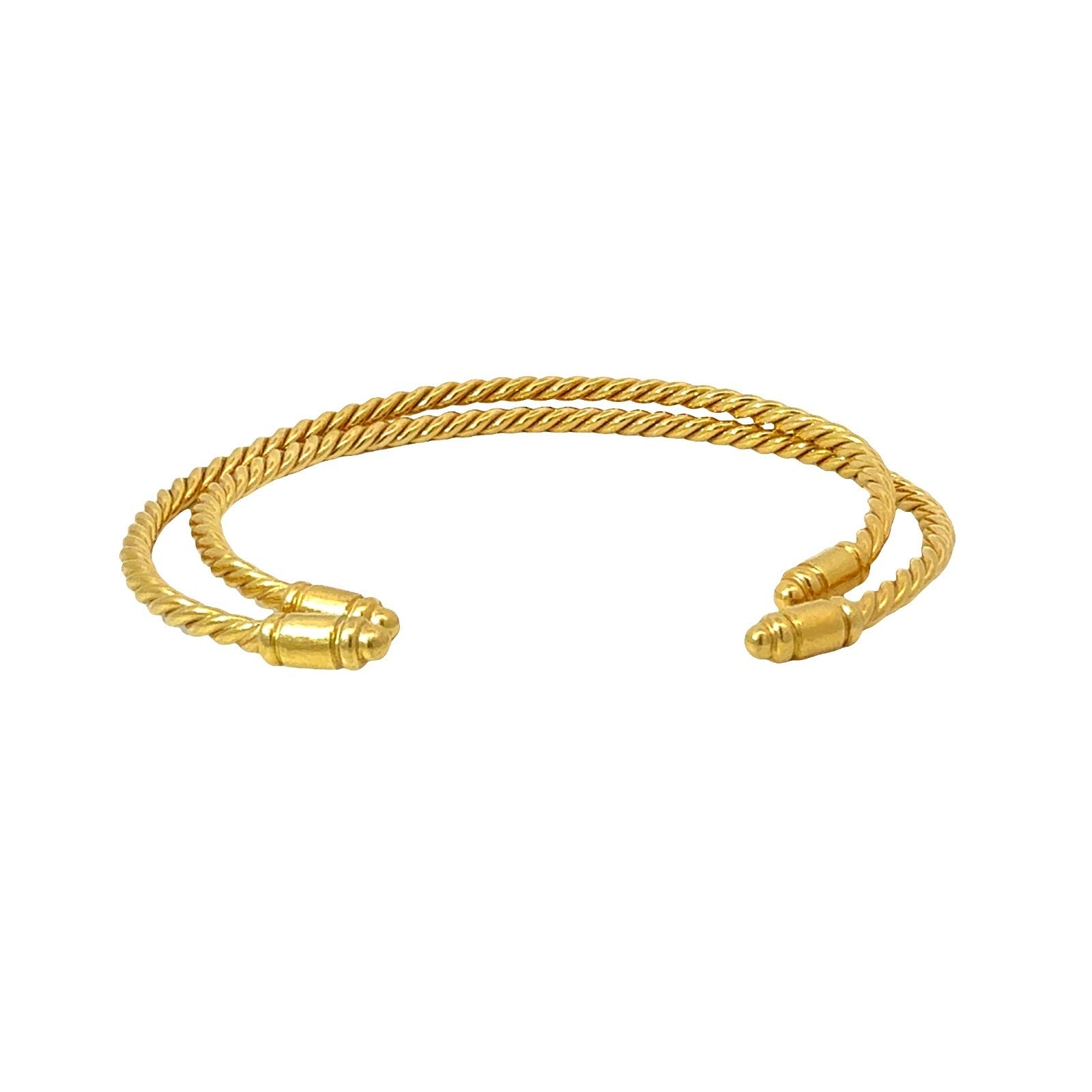 Set of 2 18k Yellow Gold Wire Rope Bangle Bracelets5
