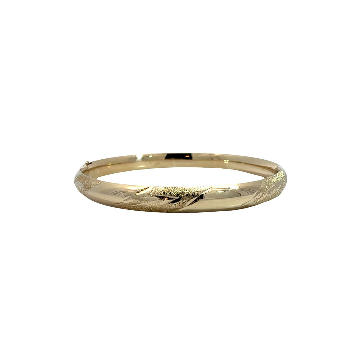 14k Yellow Gold Textured Hinged Bangle Bracelet4