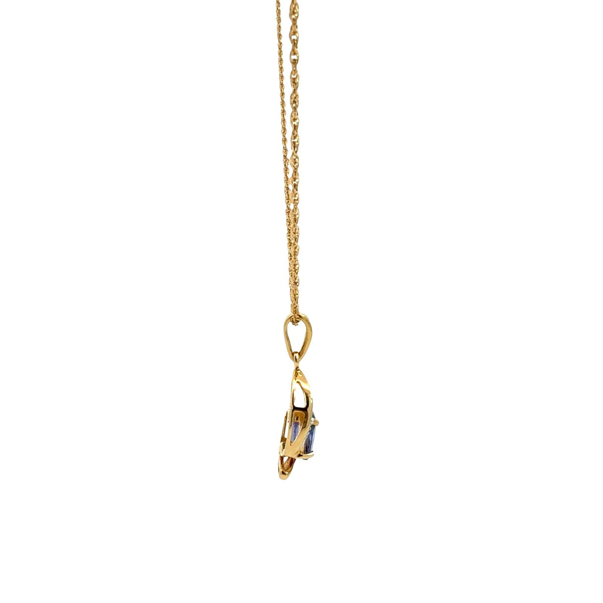 18k Yellow Gold 1.11tcw Tanzanite & 0.07cttw Diamond Swirl Pendant Necklace 16"2