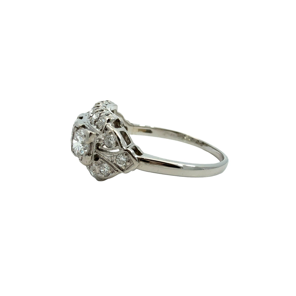 Vintage Platinum Multi-Stone 1.57cttw Diamond Engagement Ring Size 8.252