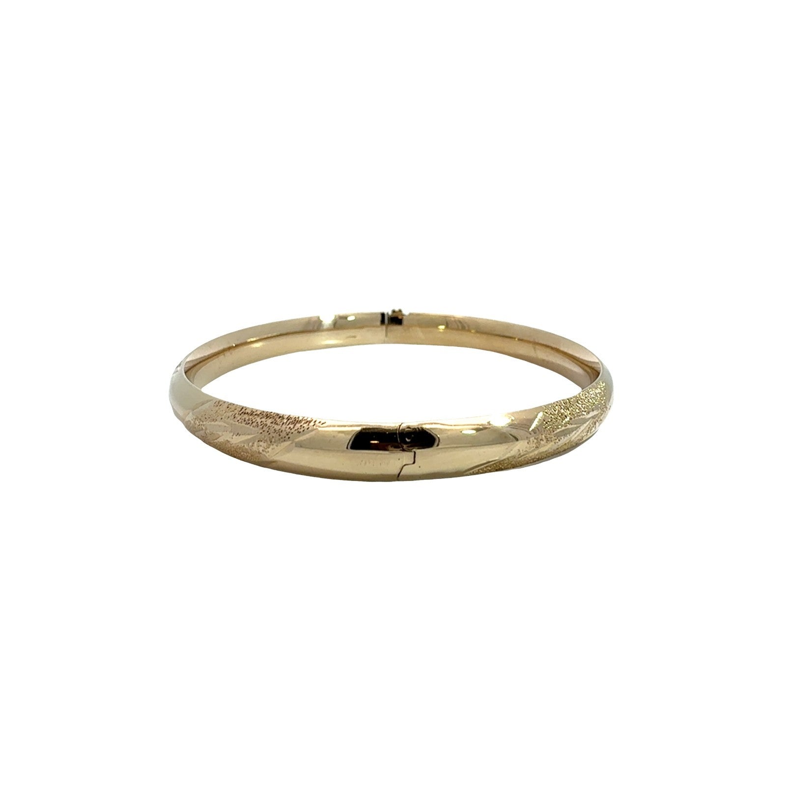 14k Yellow Gold Textured Hinged Bangle Bracelet5