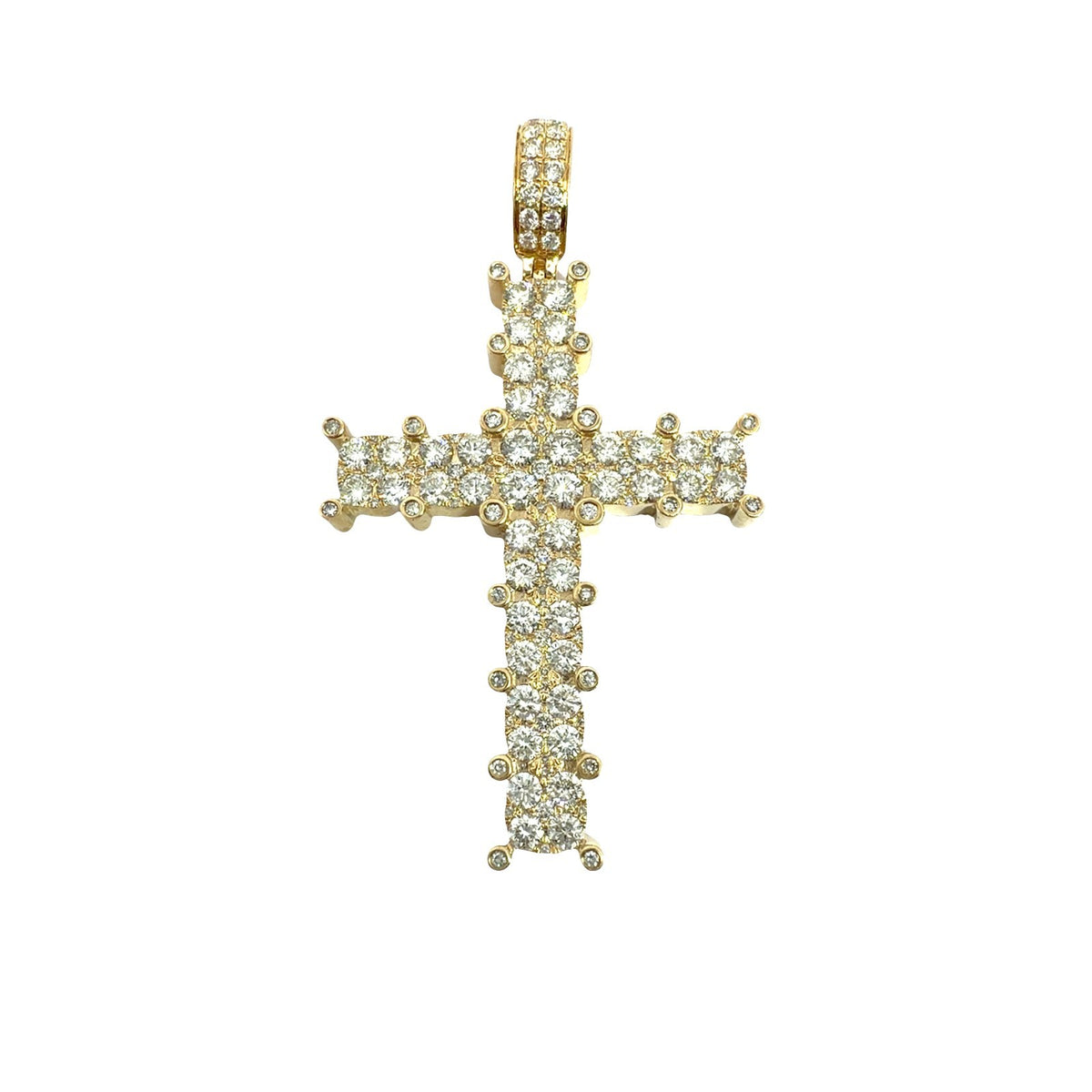 14k Yellow Gold Stamped 5.33cttw Diamond Cross Pendant0