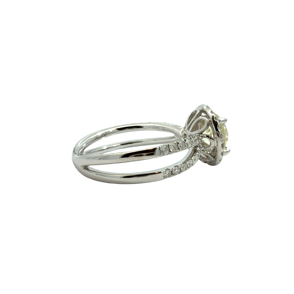 14k White Gold 1.91cttw(1.40tcw) Diamond Halo Split Shank Engagement Ring 6.52