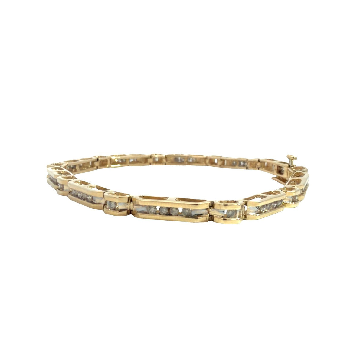 14K Yellow Gold 1.00cttw Channel Set Diamond Bar Link Tennis Bracelet2