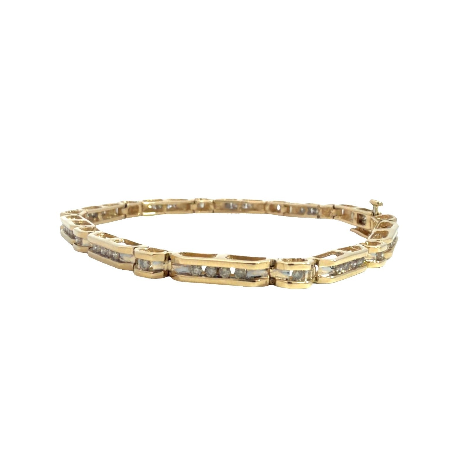 14K Yellow Gold 1.00cttw Channel Set Diamond Bar Link Tennis Bracelet2