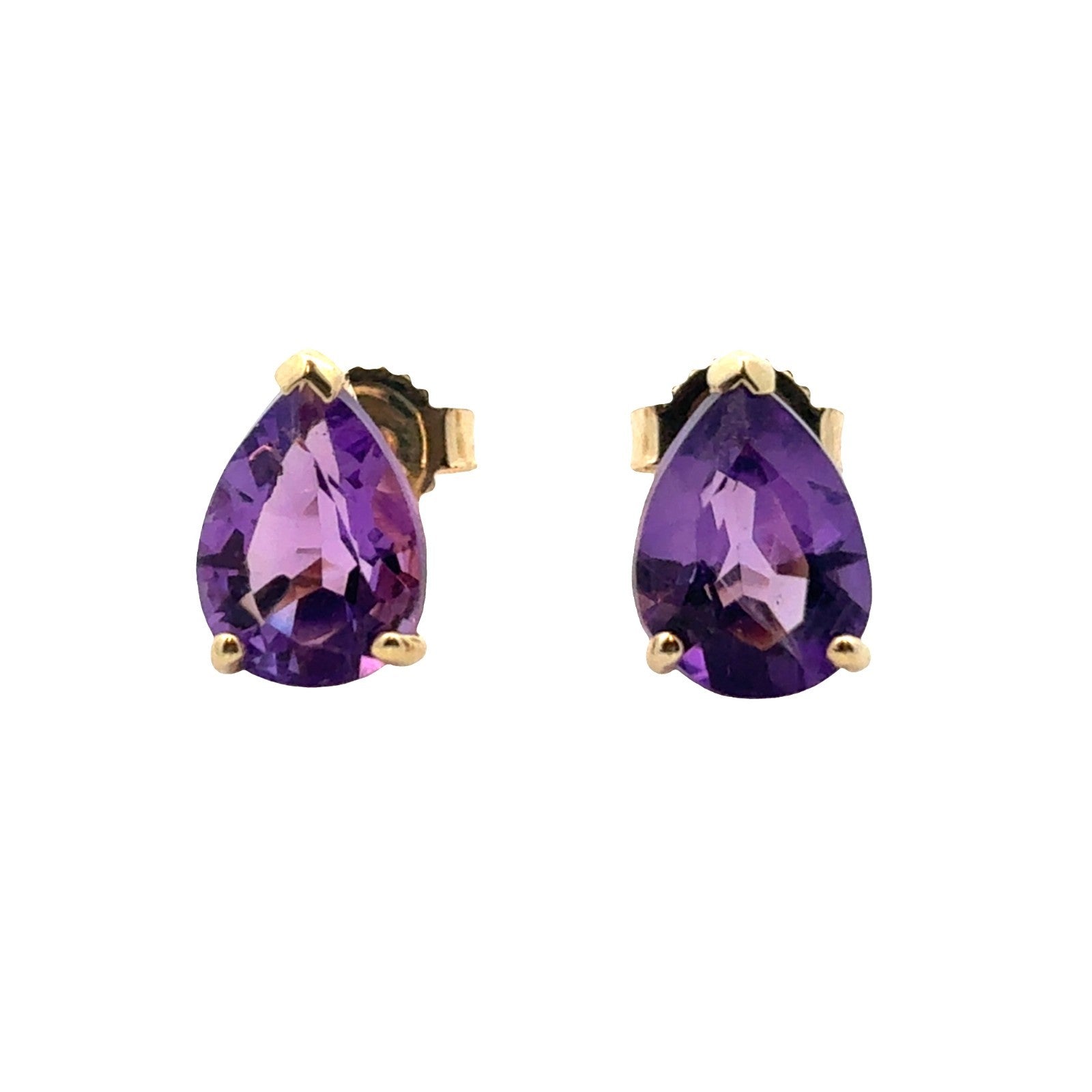14k Yellow Gold and Amethyst Stud Earrings0