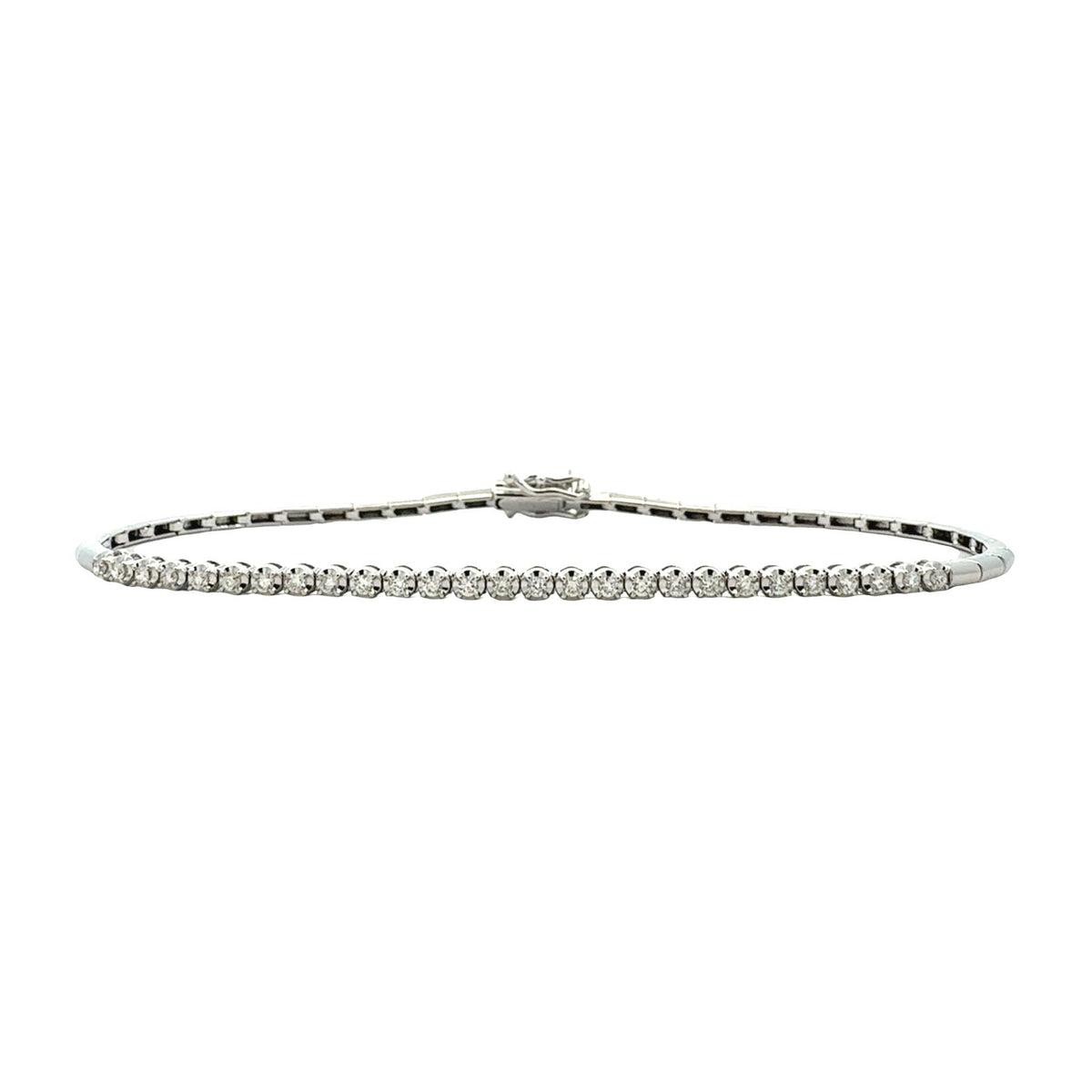NEW 14k White Gold and 0.20cttw Diamond Station Bracelet0