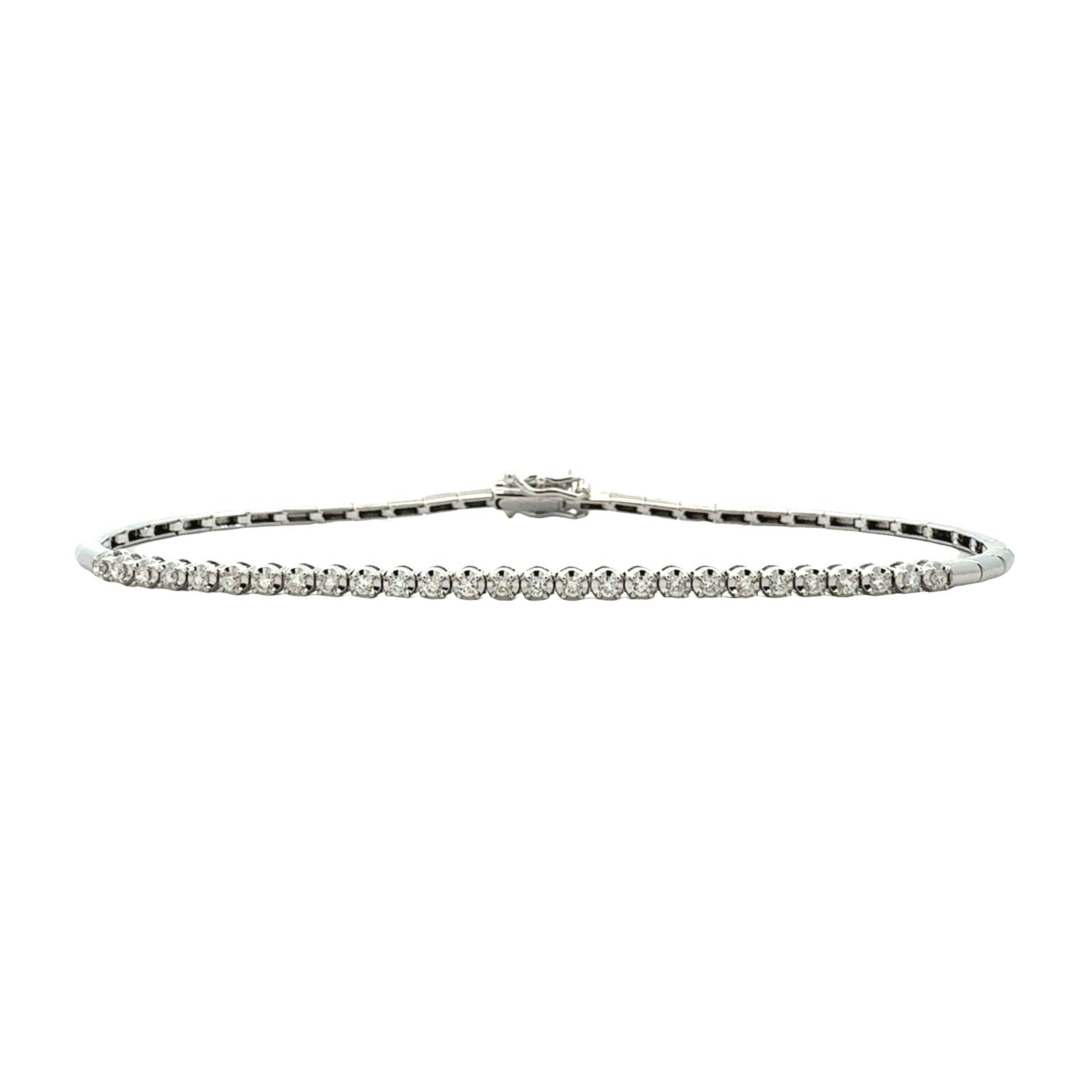 NEW 14k White Gold and 0.20cttw Diamond Station Bracelet0