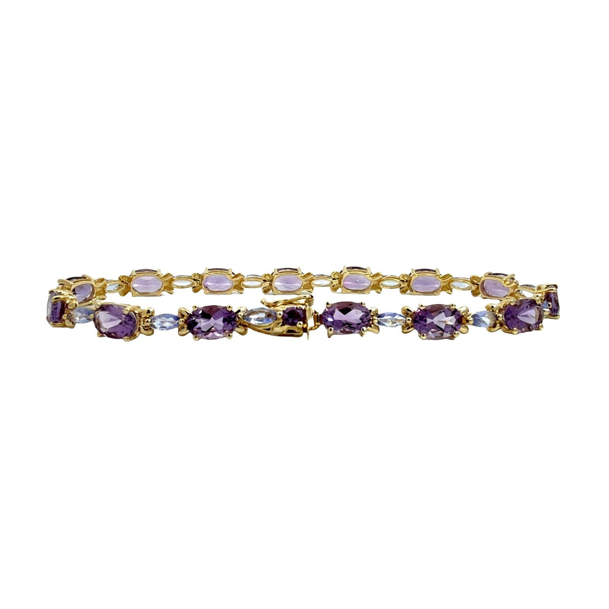 10k Yellow Gold 8.21cttw Amethyst and 1.26cttw Iolite Chain Bracelet3