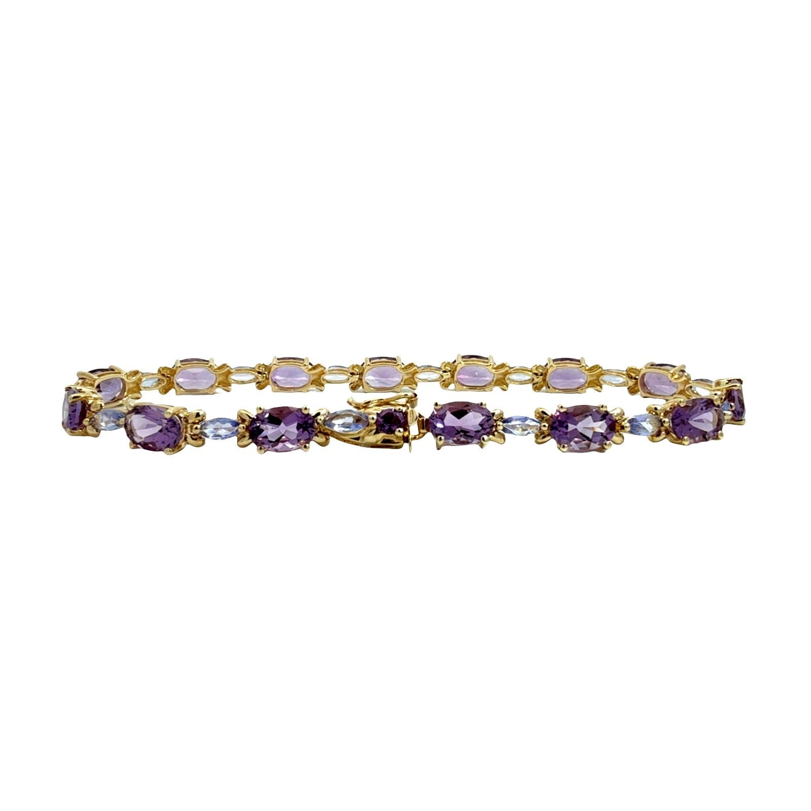 10k Yellow Gold 8.21cttw Amethyst and 1.26cttw Iolite Chain Bracelet3