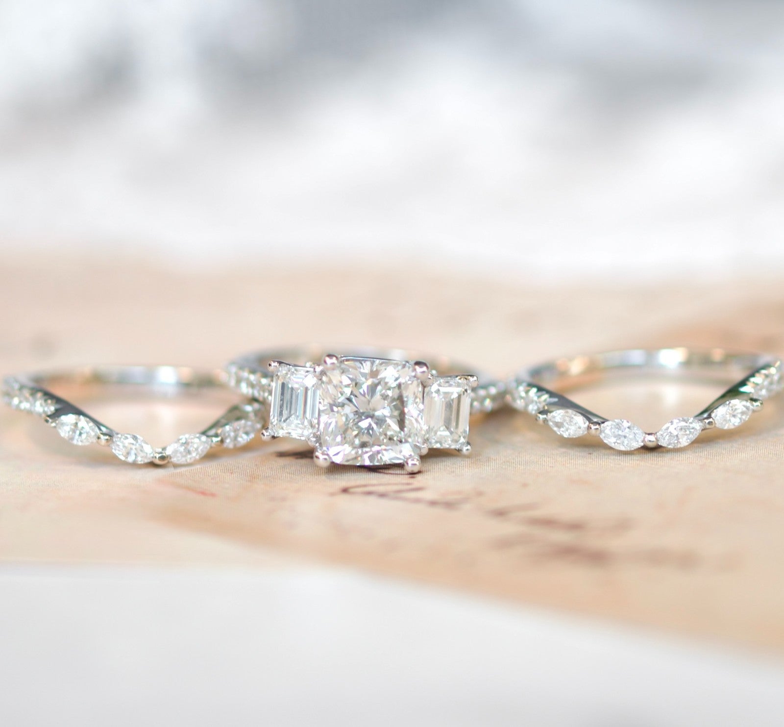 Pnina Tornai 14k White Gold 3.30cttw Cushion-Cut Diamond Multi-Stone Bridal Set0