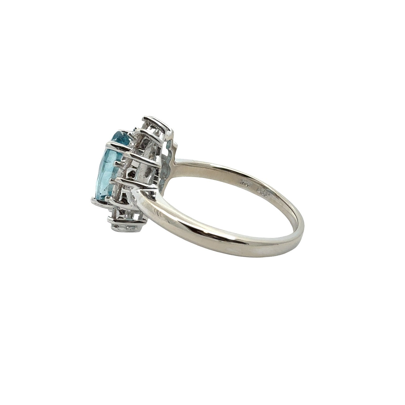 18k White Gold Oval 2.78tcw Topaz and 0.77cttw Diamond Halo Cocktail Ring4