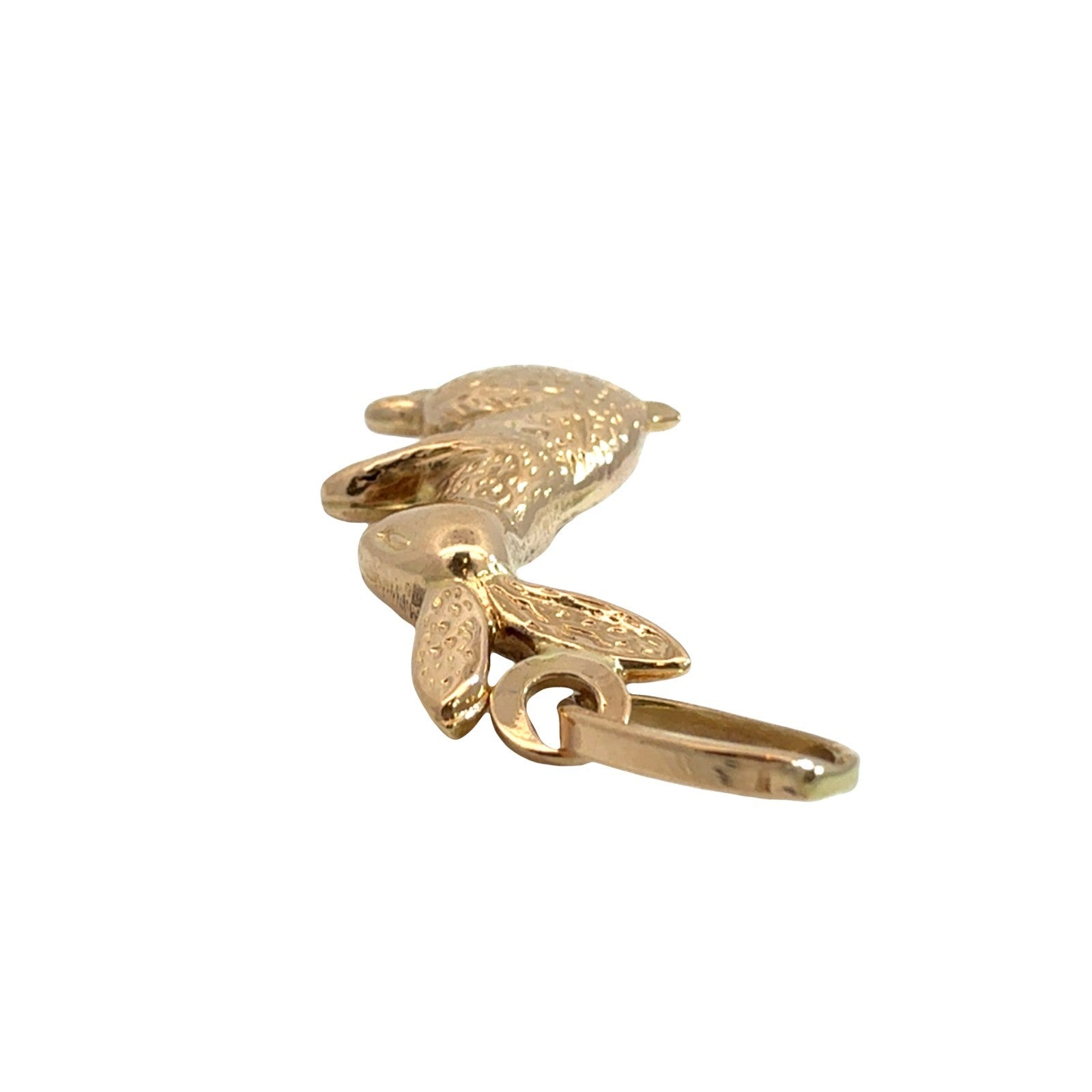 Vintage 18k Yellow Gold Textured Bunny Rabbit Pendant3