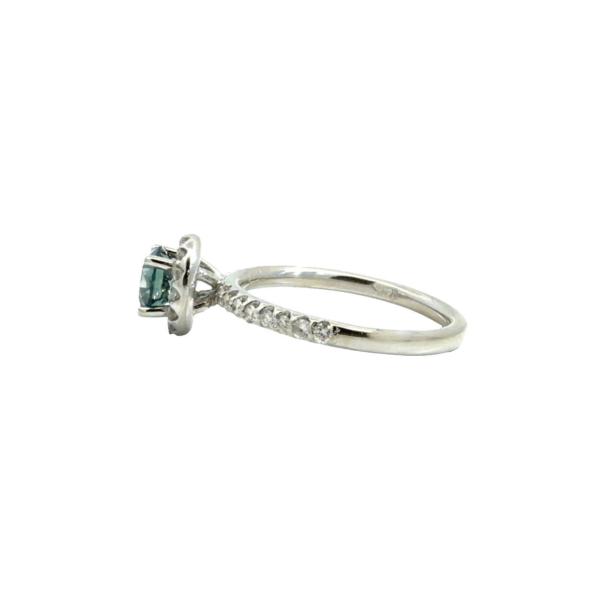 14k White Gold 1.09cttw Blue & White Diamond Halo Engagement Ring Size 61