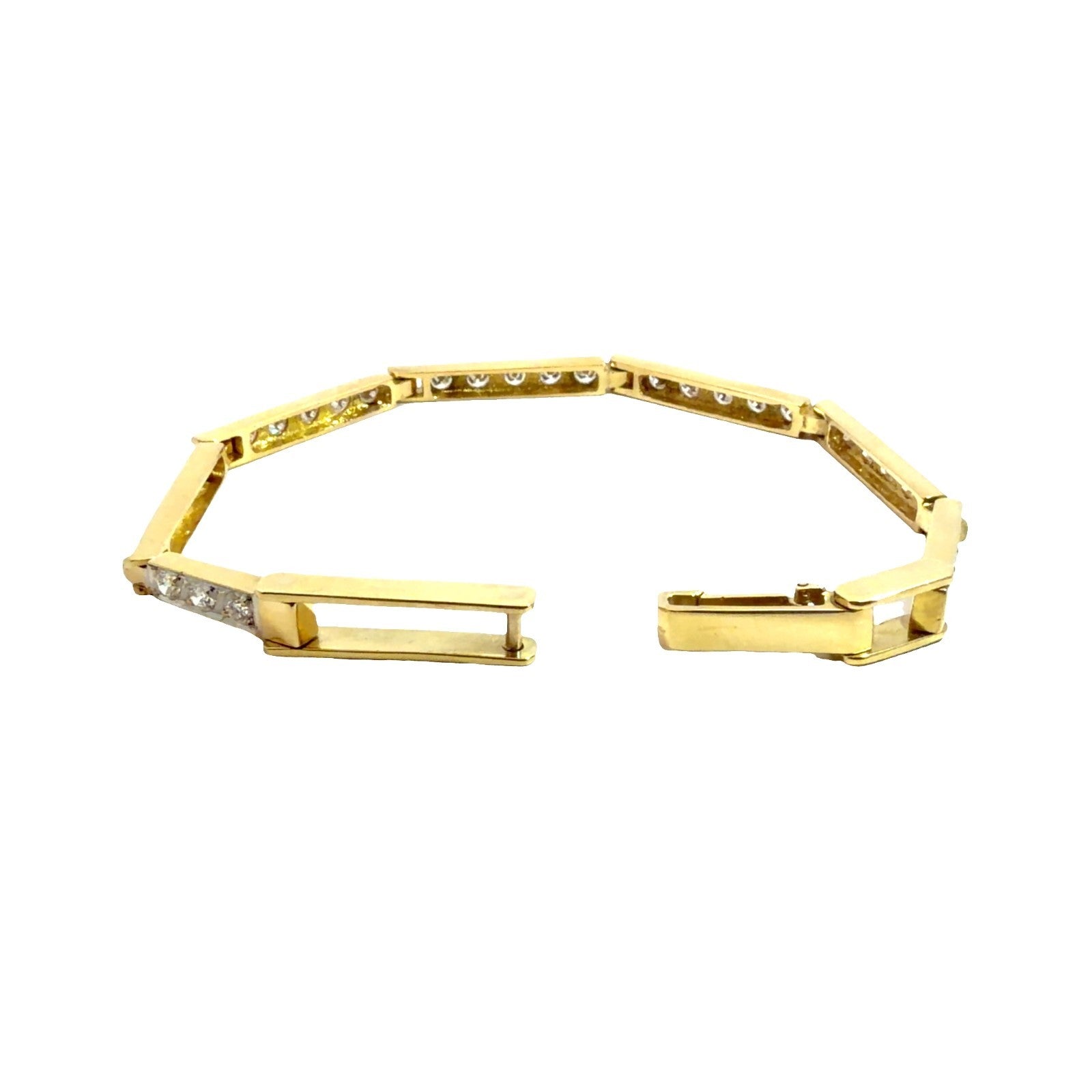 18k Yellow Gold 2.32ctw Channel Set Diamond Hinged Box Link Tennis Bracelet6