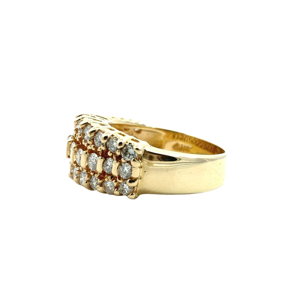 14k Yellow Gold Three-Row 1.48cttw Diamond Band Ring4