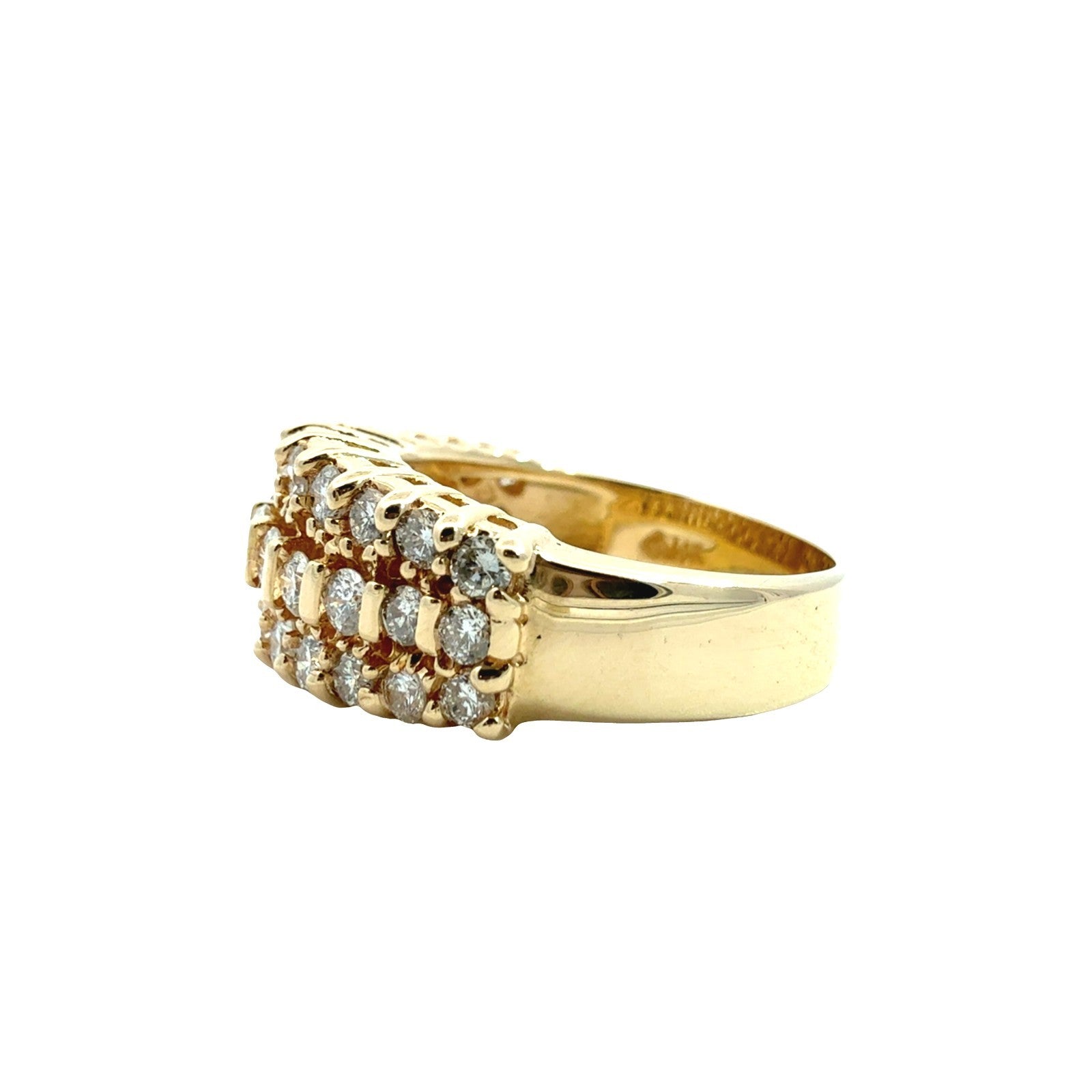 14k Yellow Gold Three-Row 1.48cttw Diamond Band Ring4