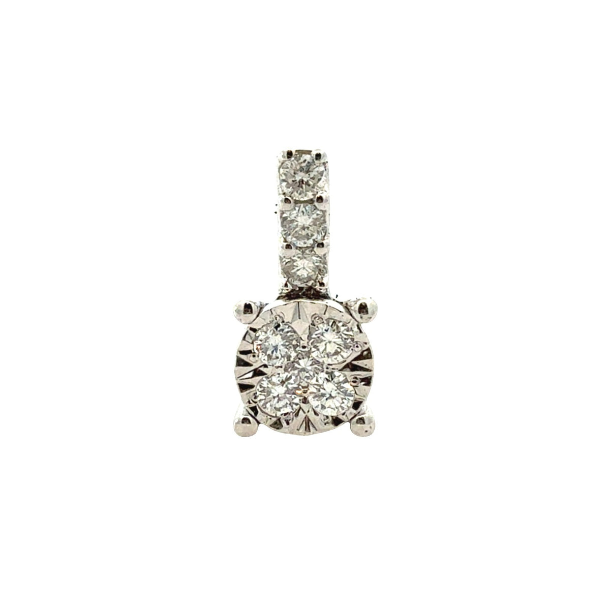 14k White Gold and 0.18ctw Diamond Cluster Pendant with IGI Report0