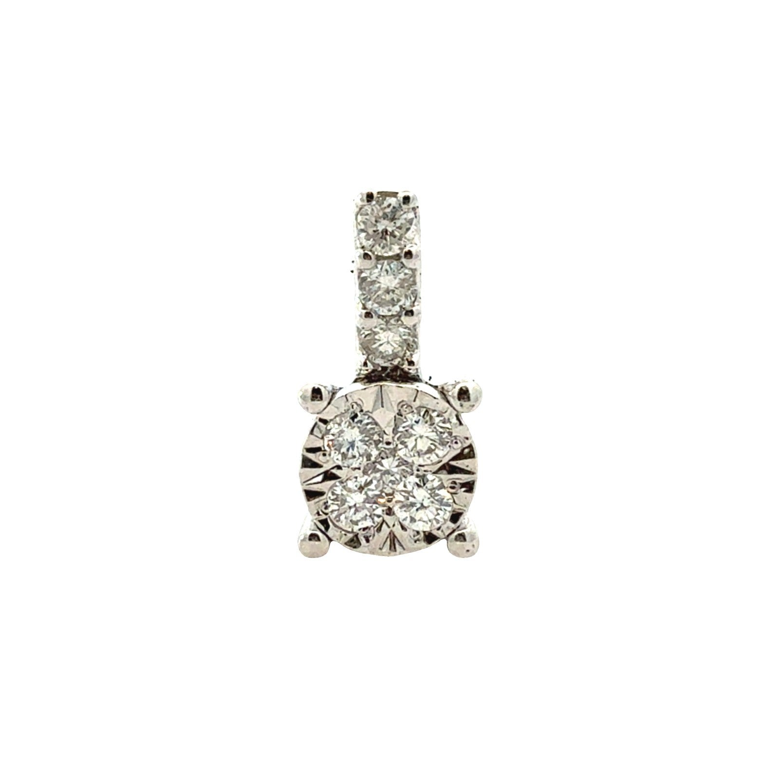14k White Gold and 0.18ctw Diamond Cluster Pendant with IGI Report0