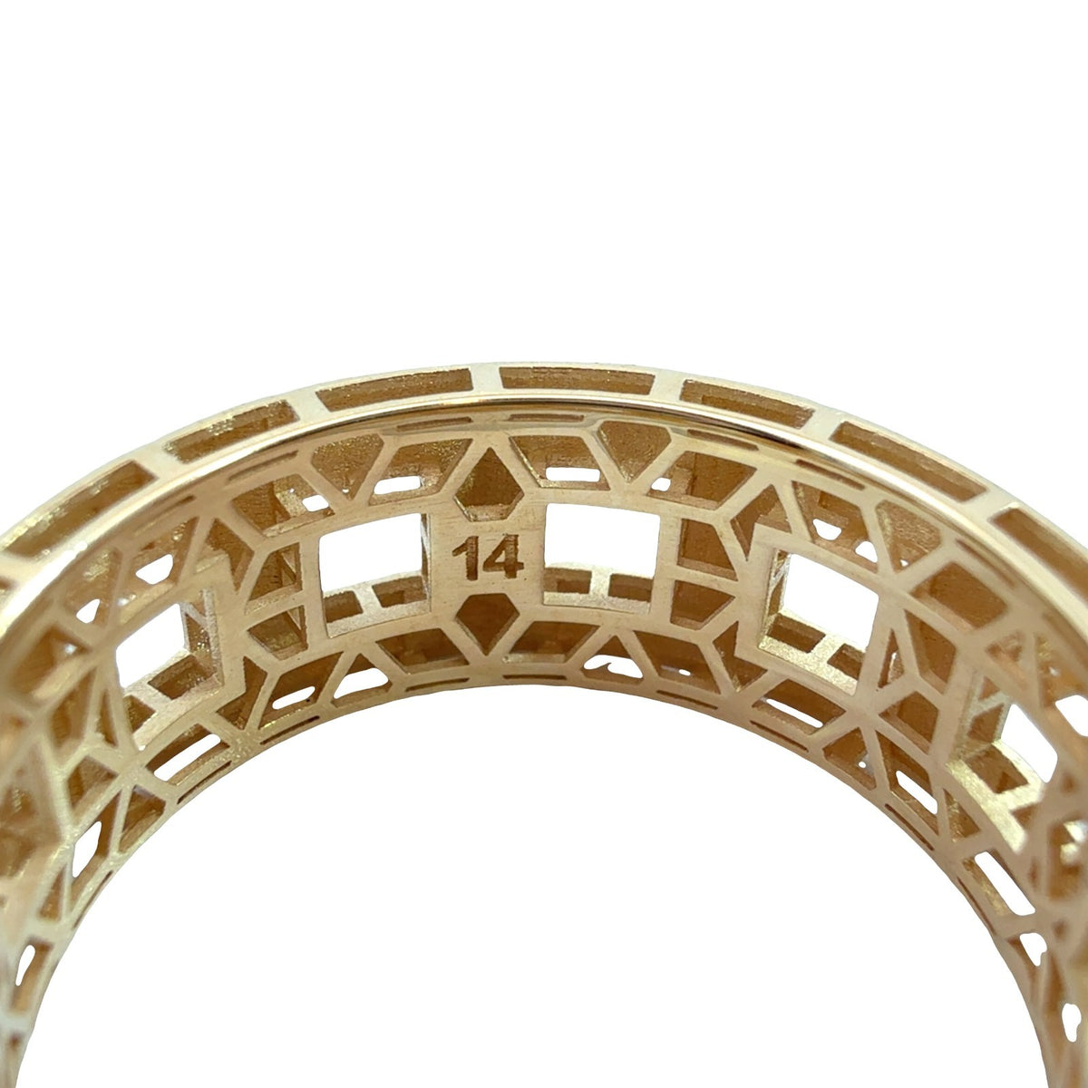 18k Yellow Gold Geometric Openwork Band Ring Size 6.754