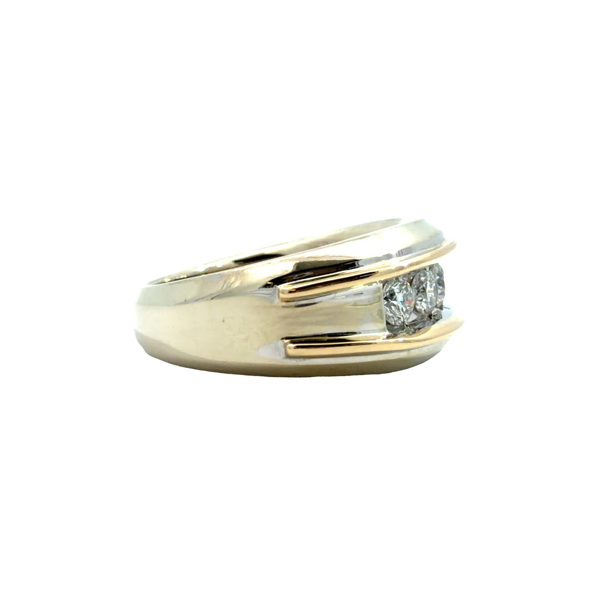 14k Yellow/White Gold Channel Set 0.87ctw Diamond Men's Band Ring Size 101