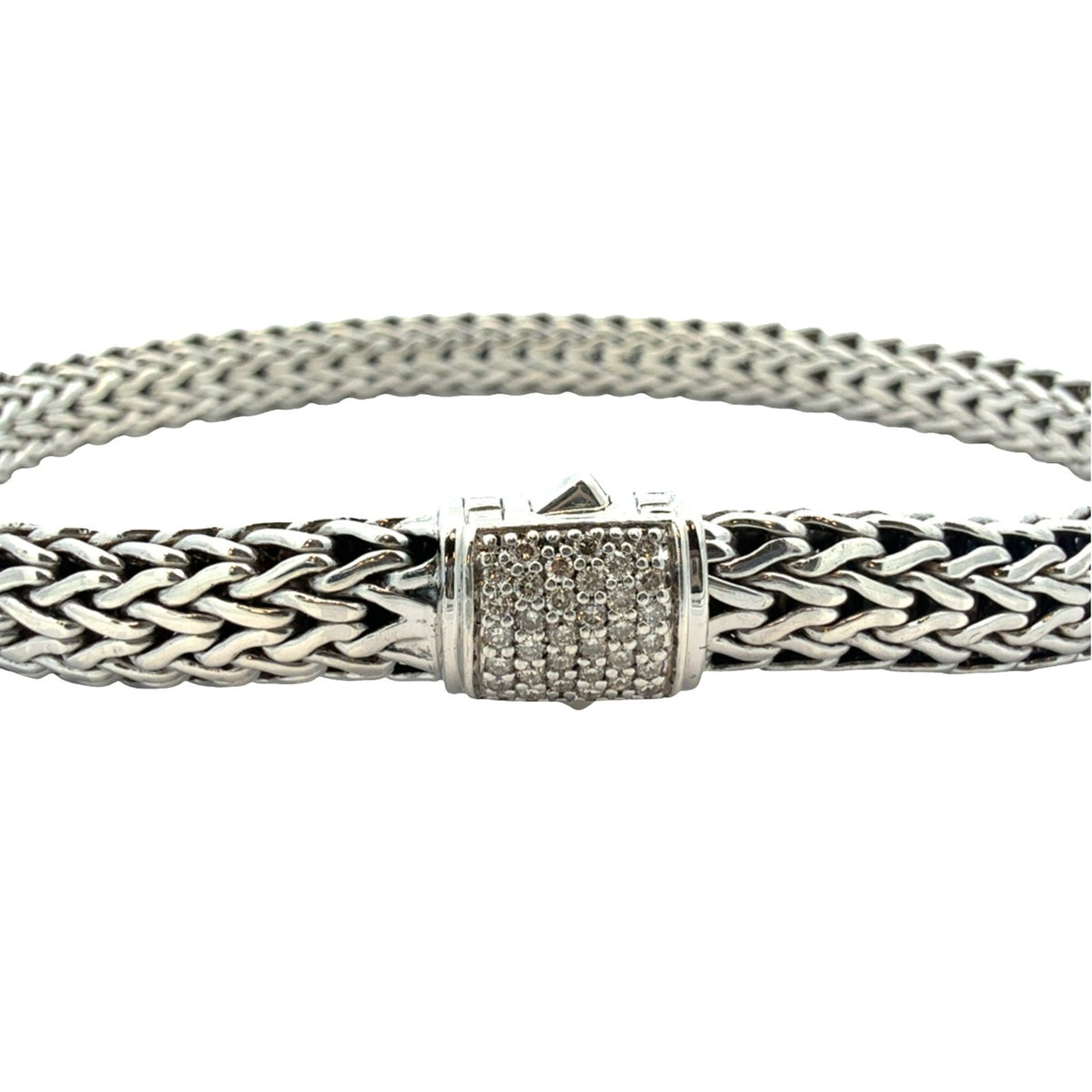 John Hardy Sterling Silver Icon Bracelet with Pavé Diamond Clasp 7.25"5