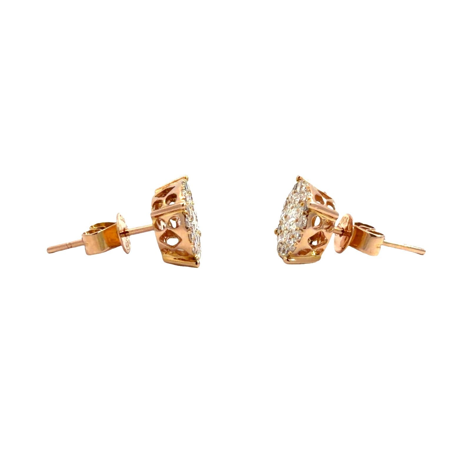 18k Yellow Gold 0.81ctw Diamond Cluster Stud Earrings2