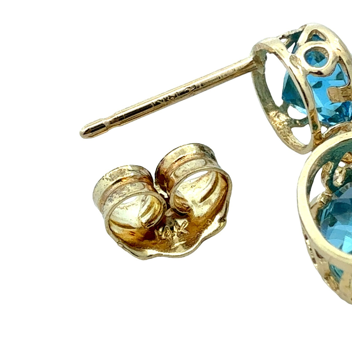 14k Yellow Gold and 2.52cttw Blue Topaz Drop Earrings5