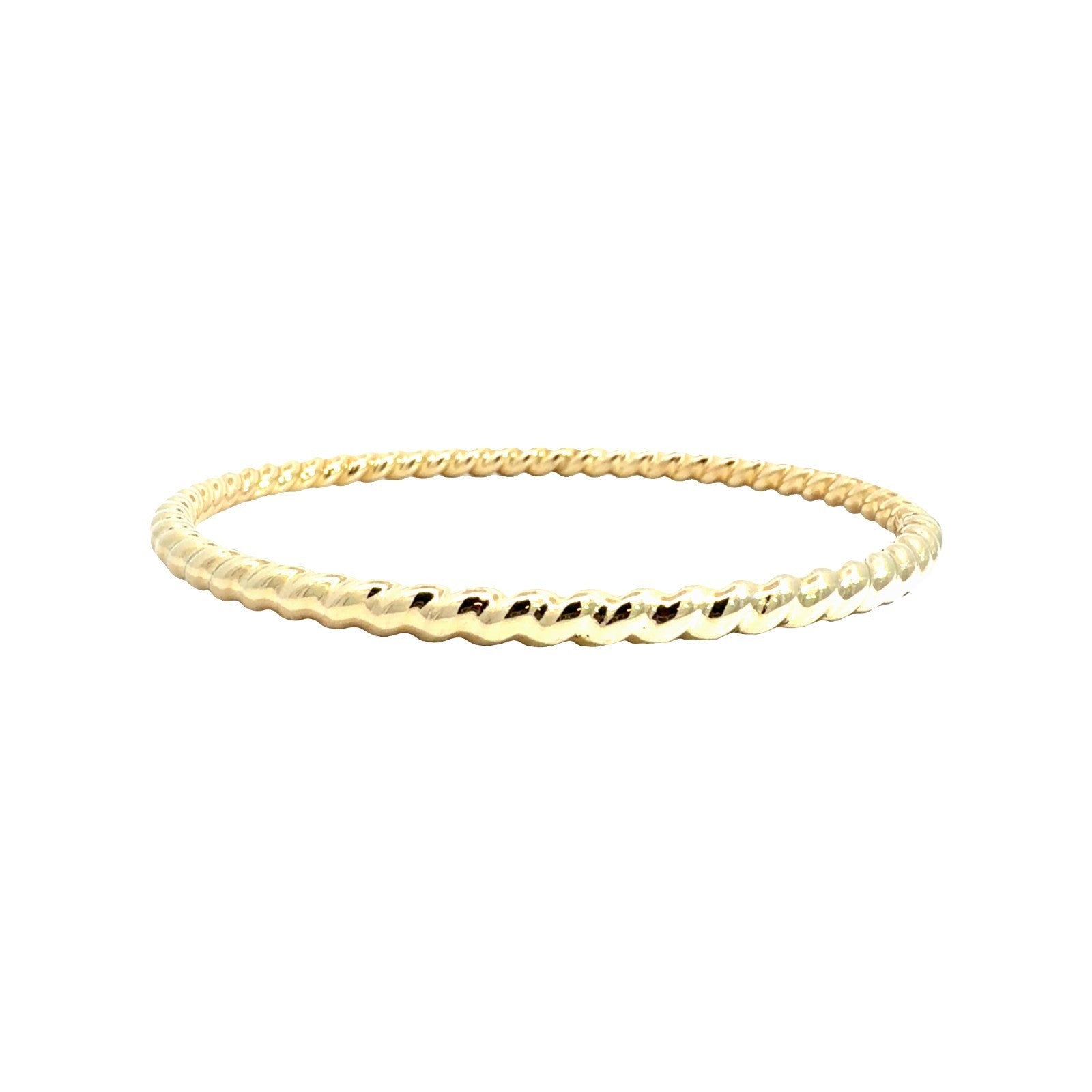 14k Yellow Gold Scalloped Twisted Rope Bangle Bracelet 7.5"0