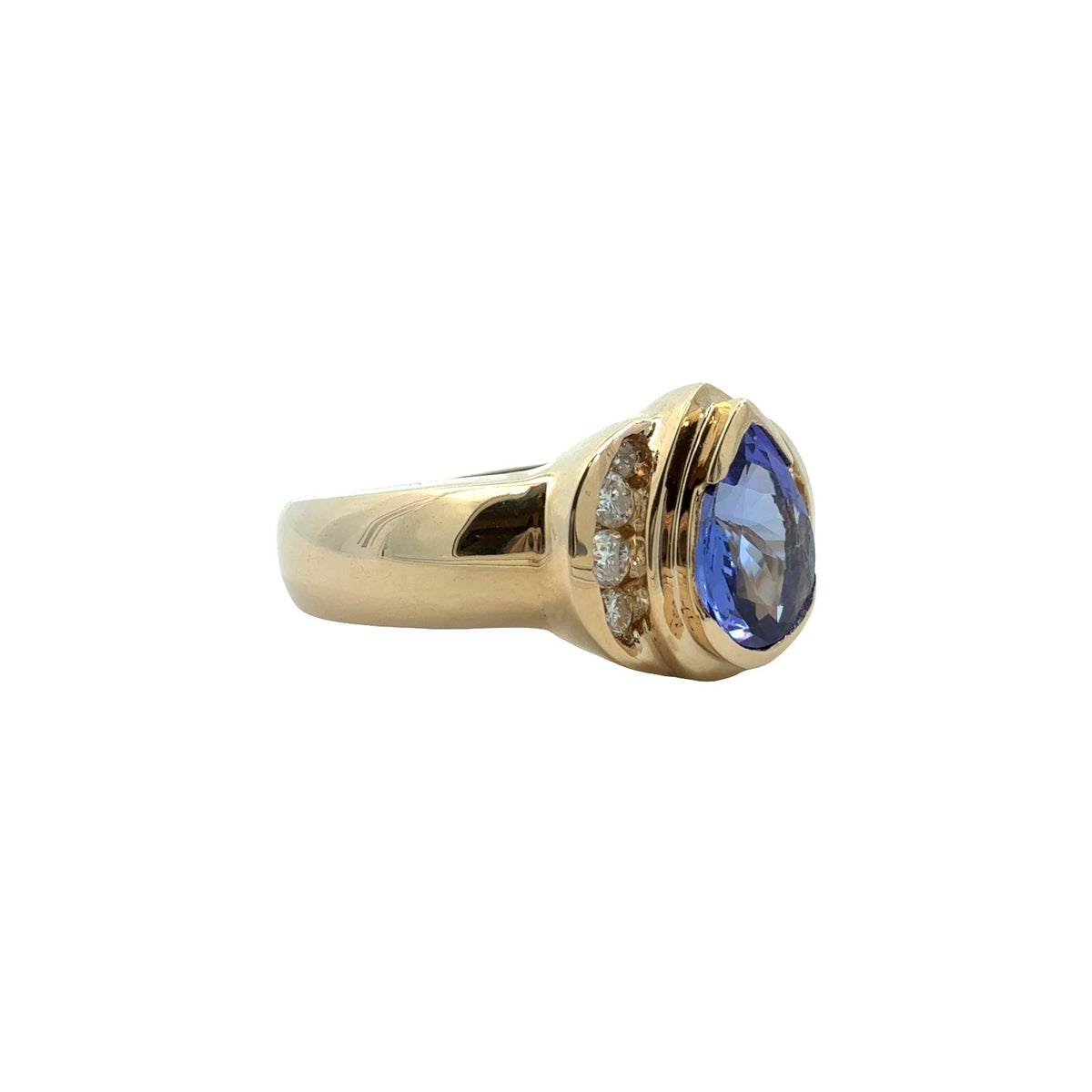 14k Yellow Gold Pear-Shaped 1.52tcw Tanzanite & 0.21cttw Diamond Cocktail Ring1