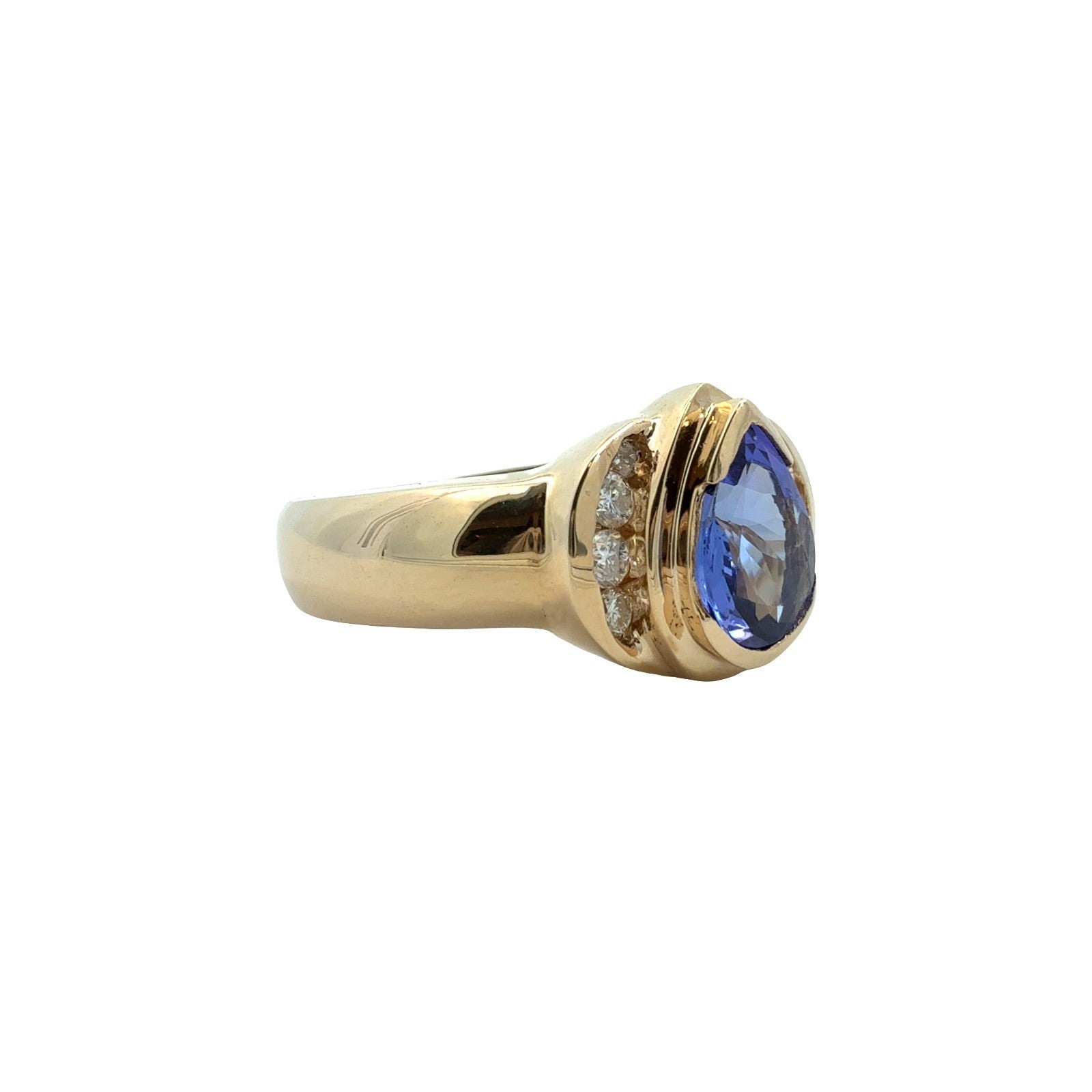 14k Yellow Gold Pear-Shaped 1.52tcw Tanzanite & 0.21cttw Diamond Cocktail Ring1