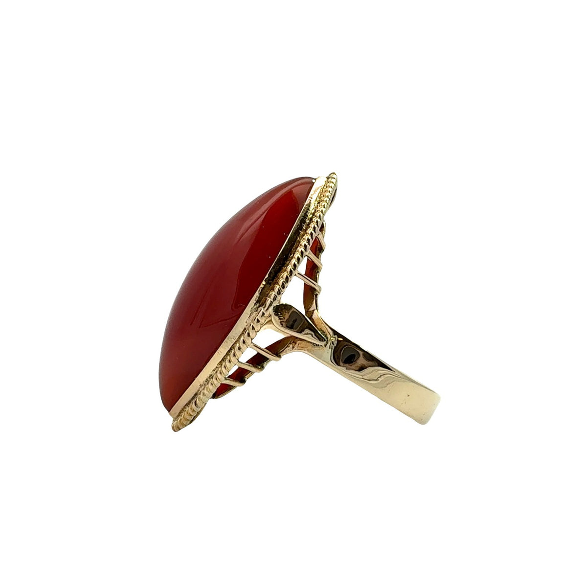 Vintage 14k Yellow Gold Marquise 8.85tcw Carnelian Statement Cocktail Ring2