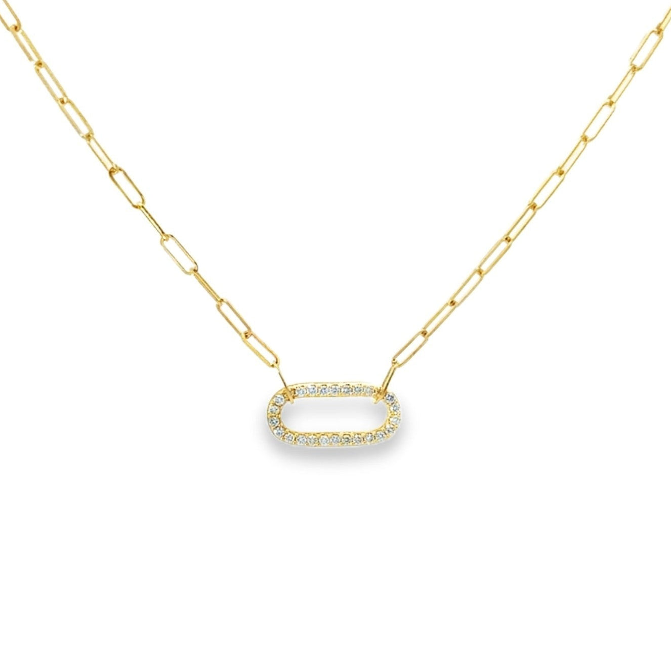 Estate 14k Yellow Gold and Diamond Chain Link Necklace 18"0