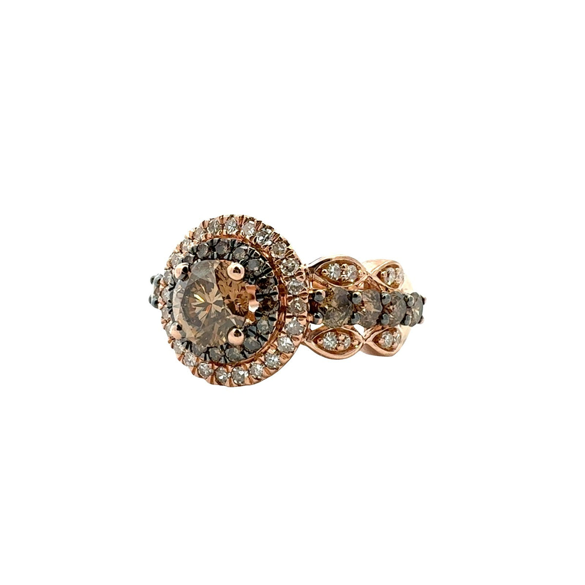 14k Rose Gold Round 1.62cttw Diamond Double Halo Cocktail Ring1