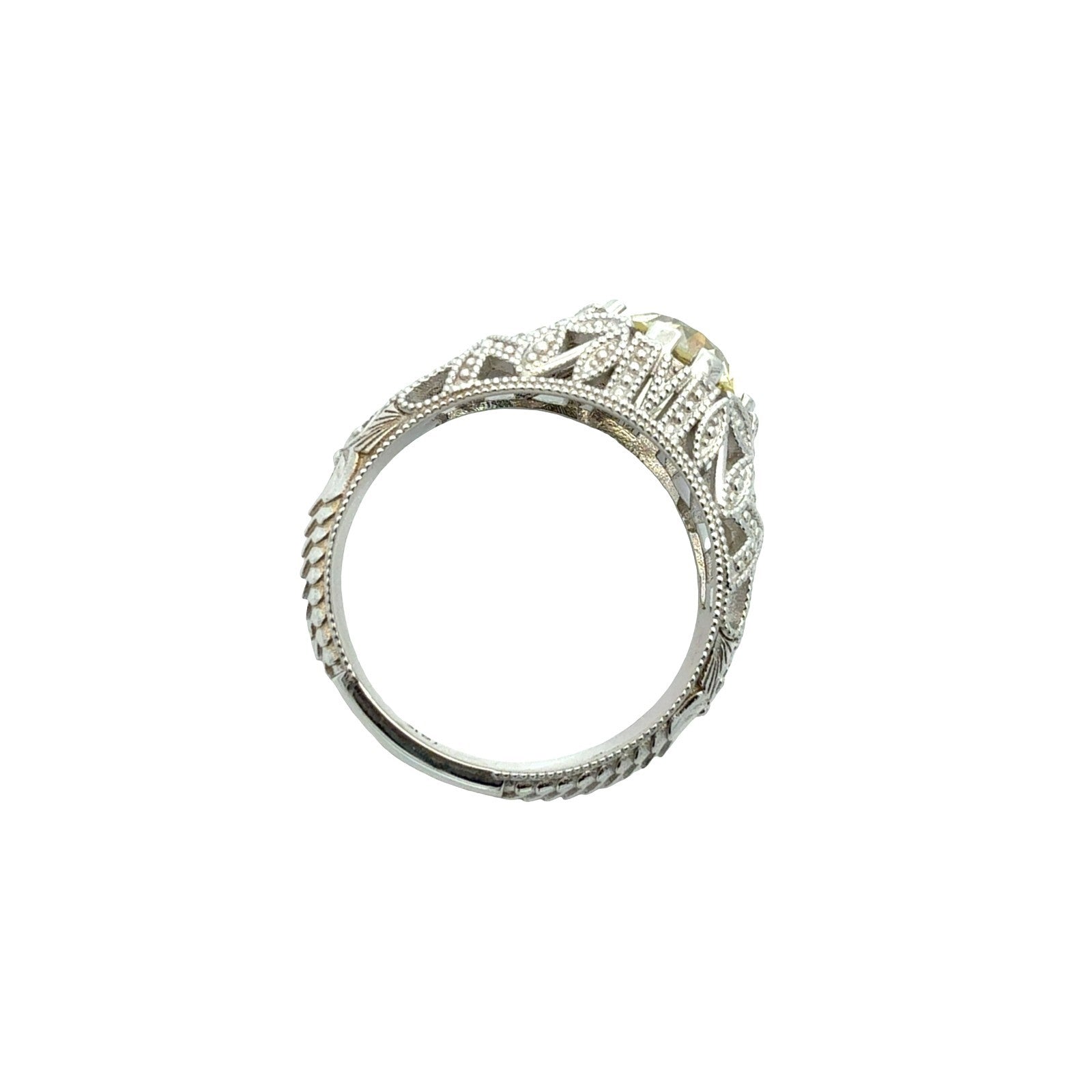 NEW 18k White Gold Filigree 1.75tcw Yellow Diamond Euro Cut Engagement Ring5
