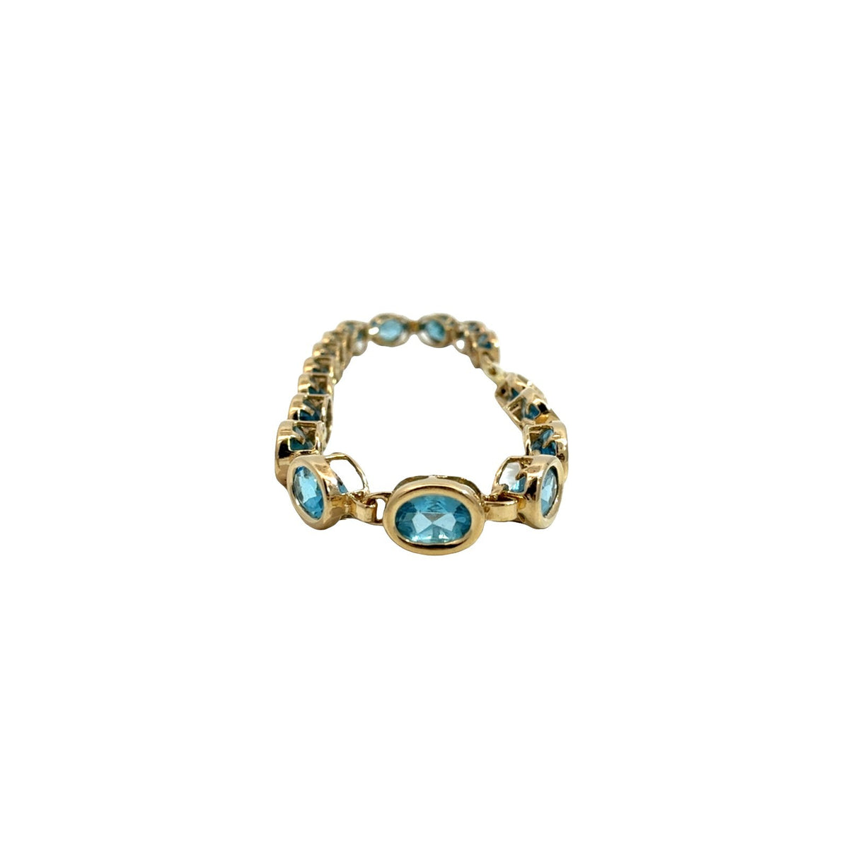 14k Yellow Gold and 7.48cttw Oval Blue Topaz Link Bracelet2