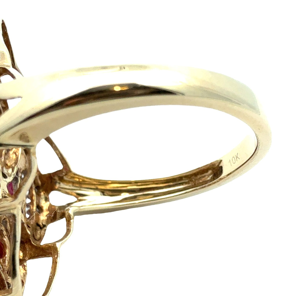 Vintage 10k Yellow Gold 0.87ctw Ruby and 0.19ctw Diamond Cocktail Ring Size 74