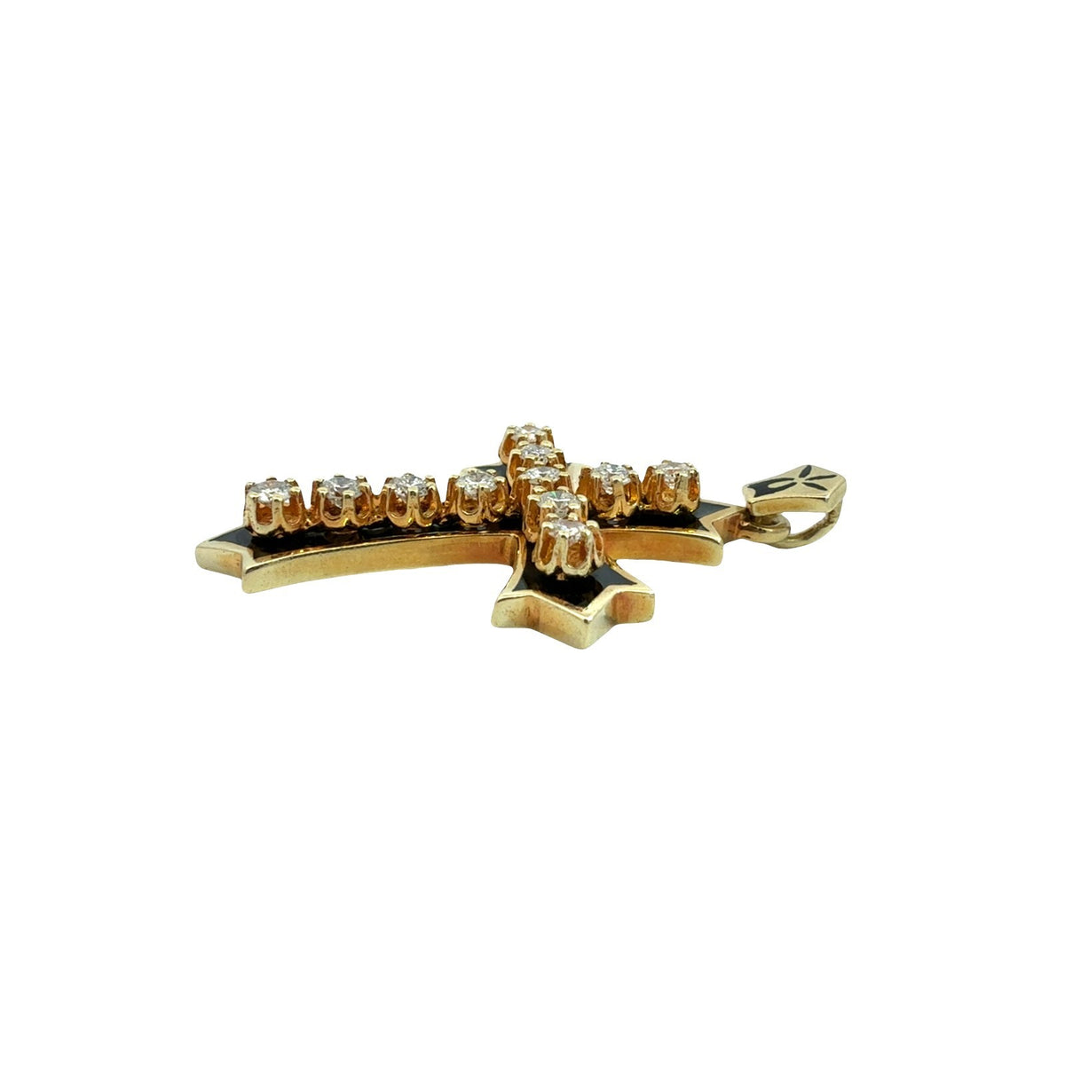 Vintage Victorian-Style 14k Yellow Gold 0.41cttw Diamond Cross Pendant4