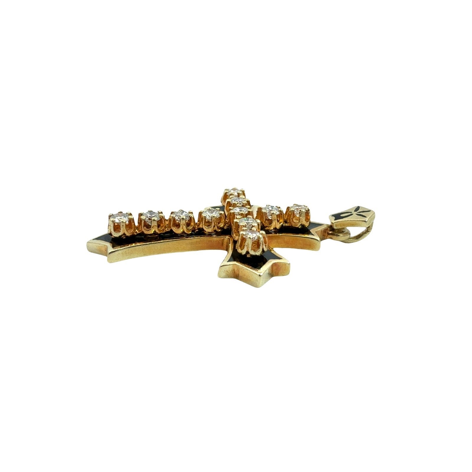 Vintage Victorian-Style 14k Yellow Gold 0.41cttw Diamond Cross Pendant4