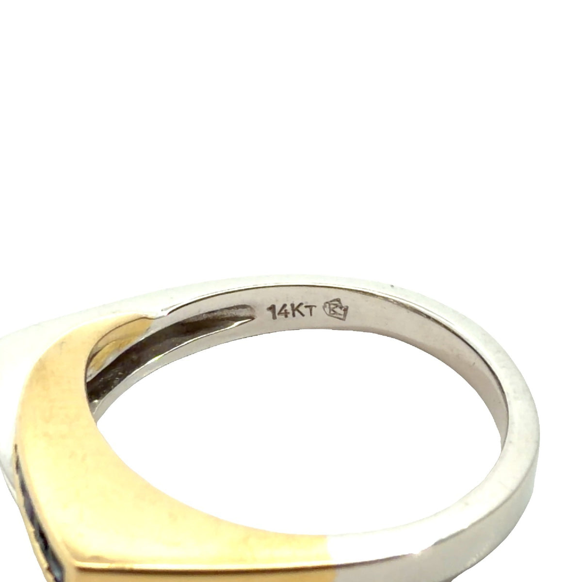 14k Two-Tone Gold Channel Set 0.17cttw Sapphire & 0.13cttw Diamond Bypass Ring 74