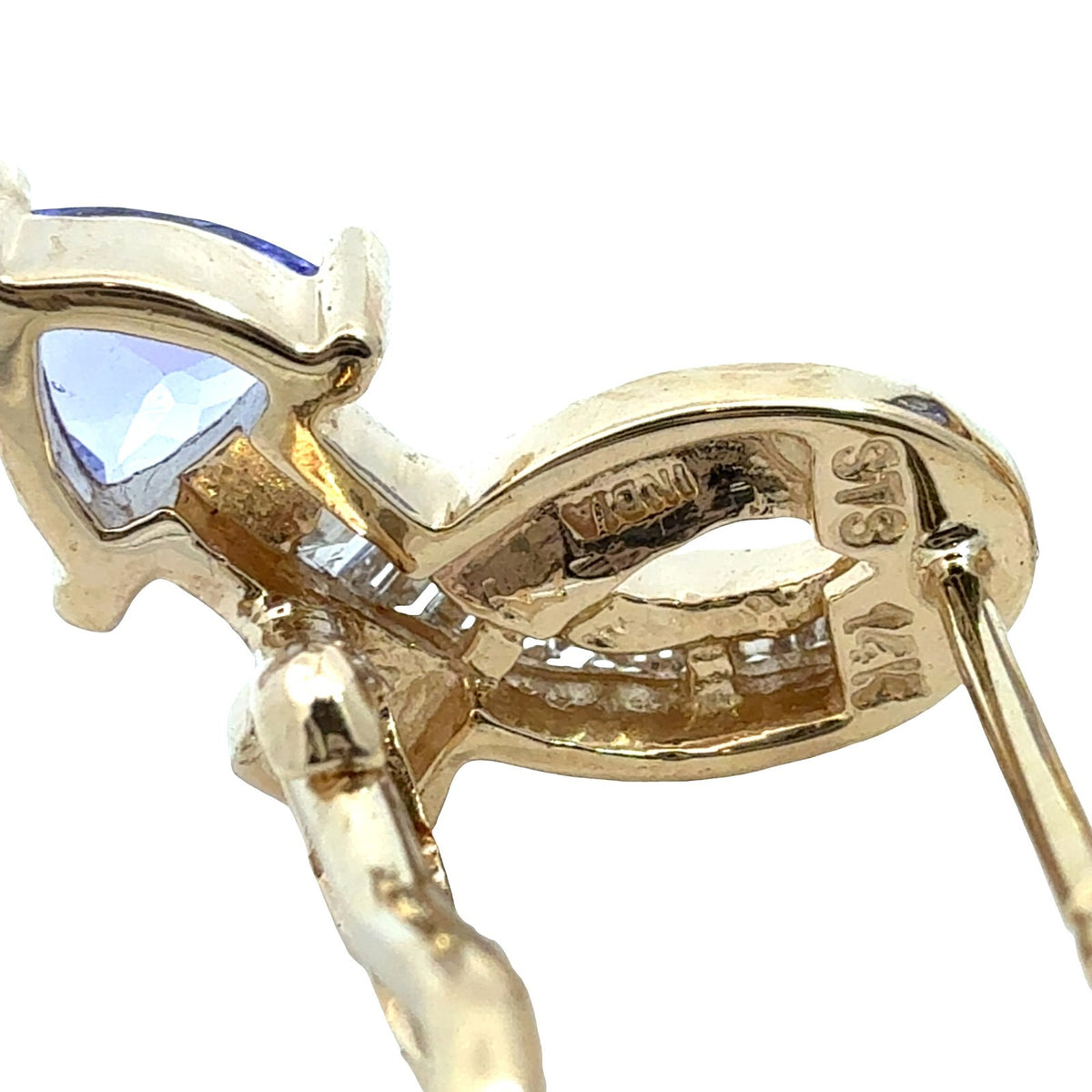 14k Yellow Gold 0.30cttw Diamond and 0.80cttw Tanzanite Ribbon Drop Earrings4