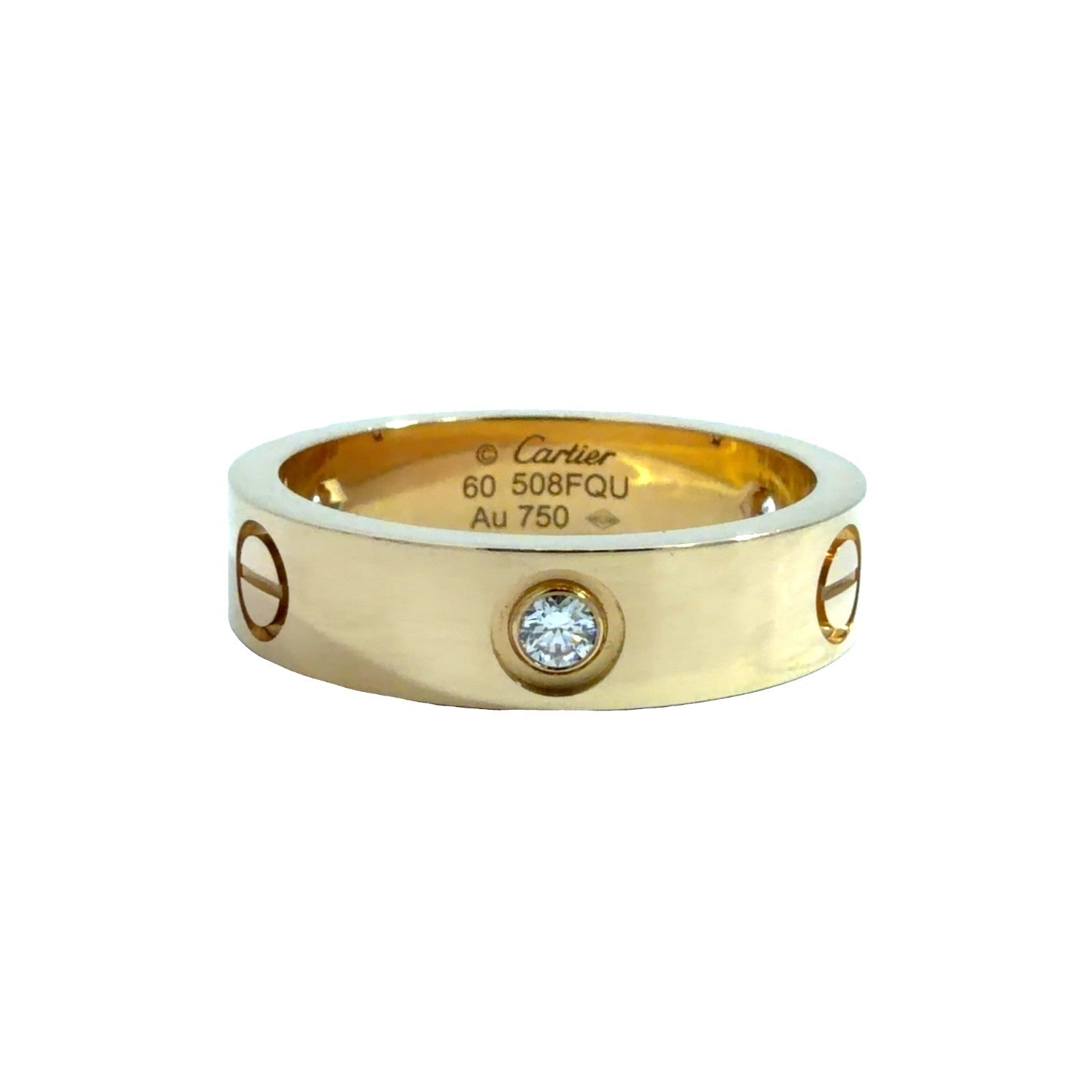 18k Yellow Gold Cartier Love Band Ring with 0.18ctw Diamonds Size 90