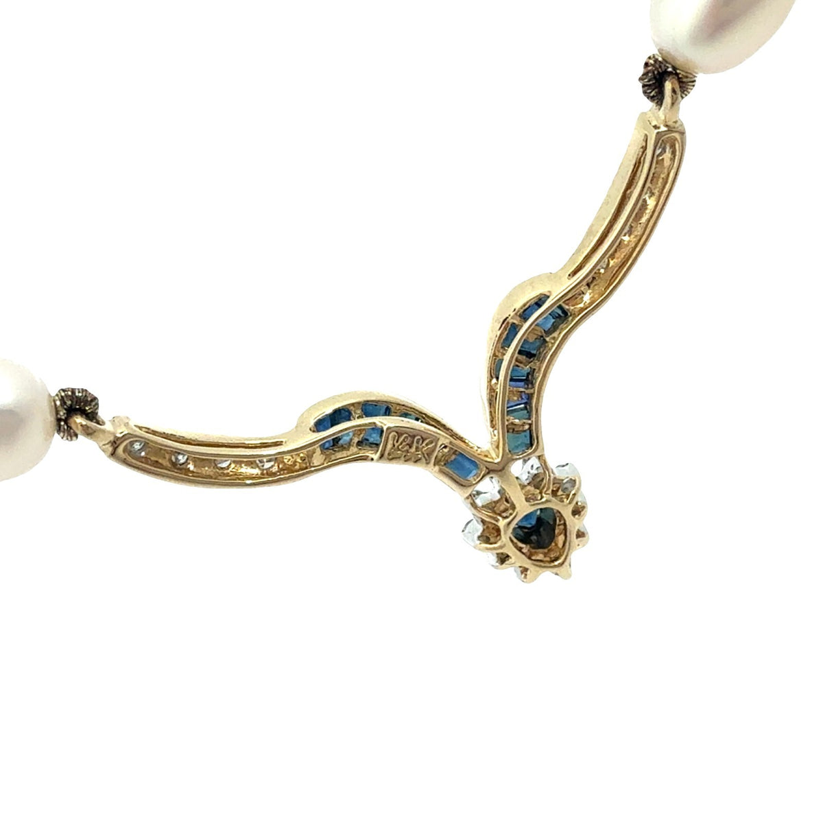 14k Yellow Gold 0.33cttw Sapphire and 0.11cttw Diamond Pearl Necklace5