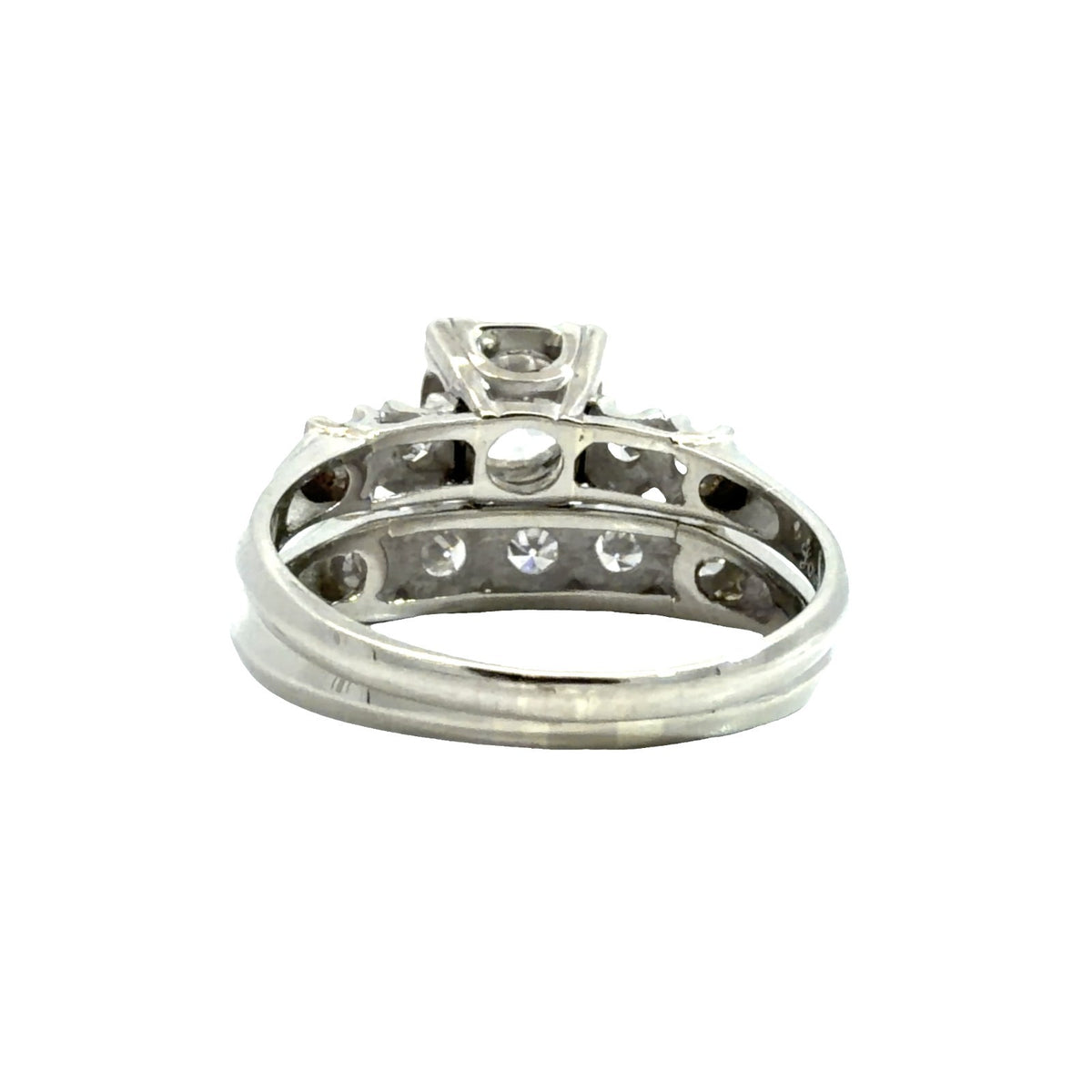Vintage Stamped 14k White Gold 1.15ctw (0.72ctw) Diamond Wedding Sett Size 74