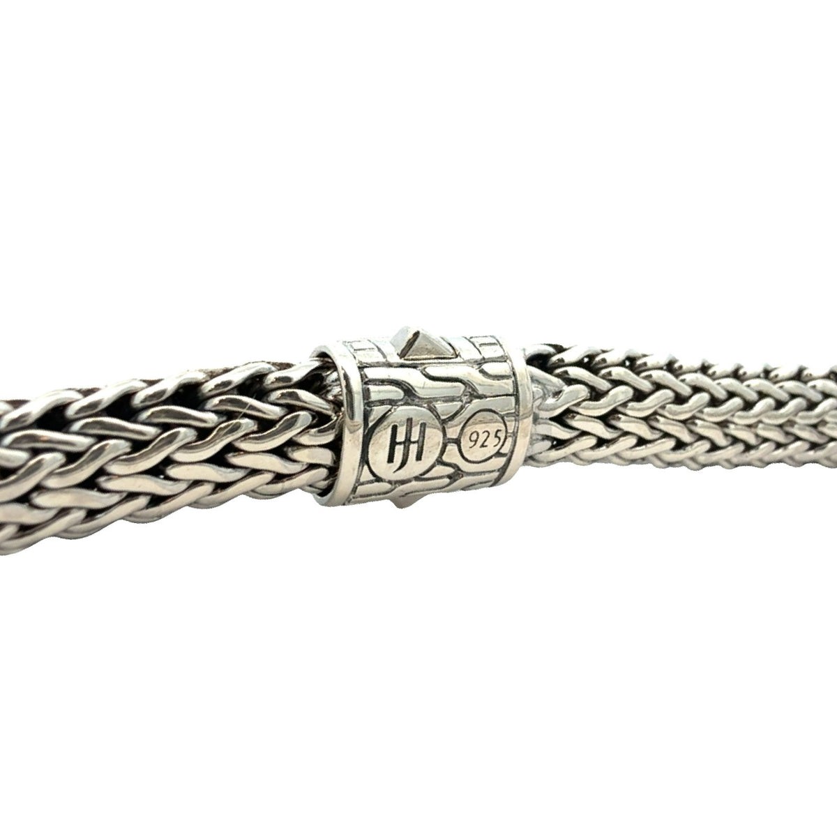 John Hardy Sterling Silver Icon Bracelet with Pavé Diamond Clasp 7.25"7